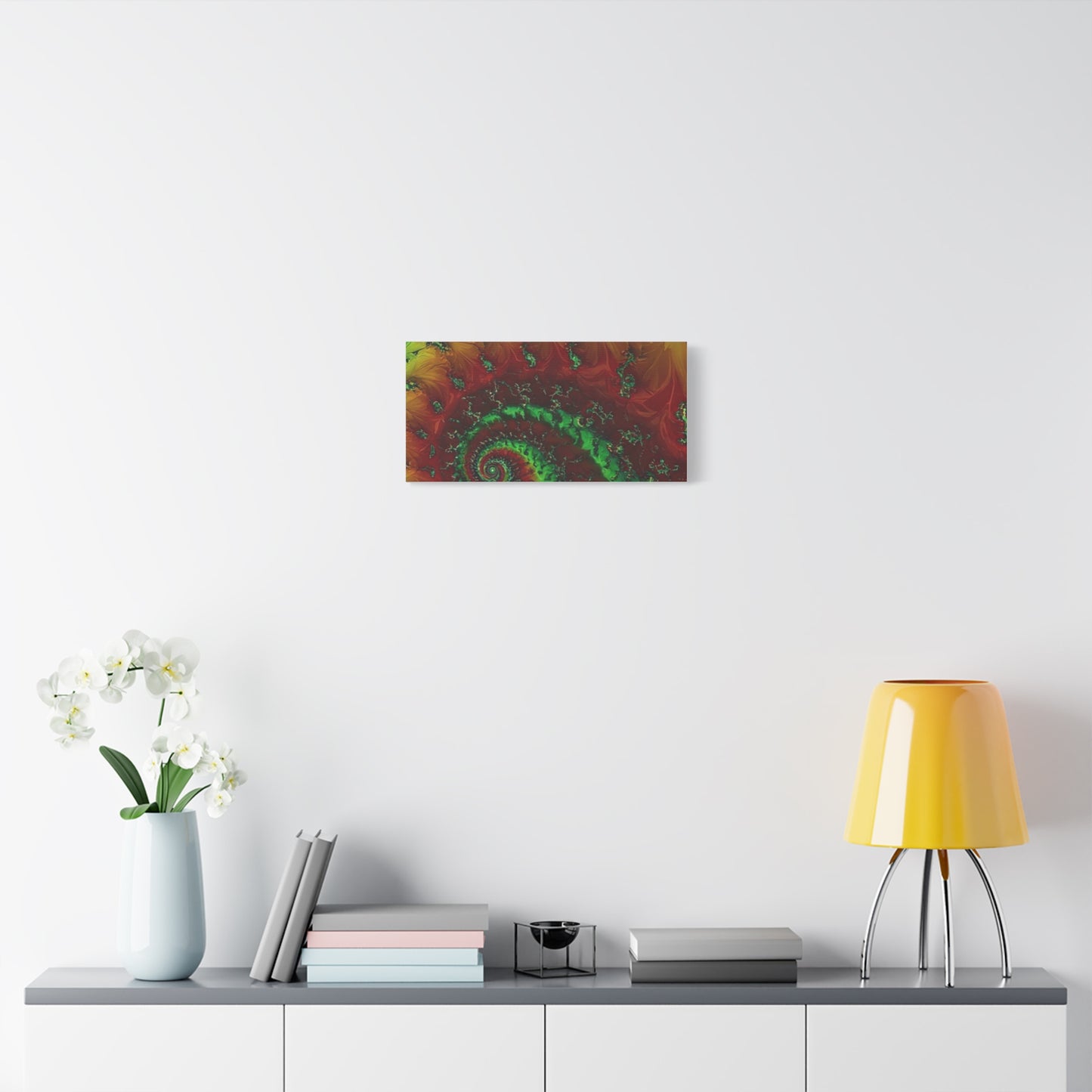 Vibrant Fractal Art Canvas - Green and Red Abstract Wall Decor