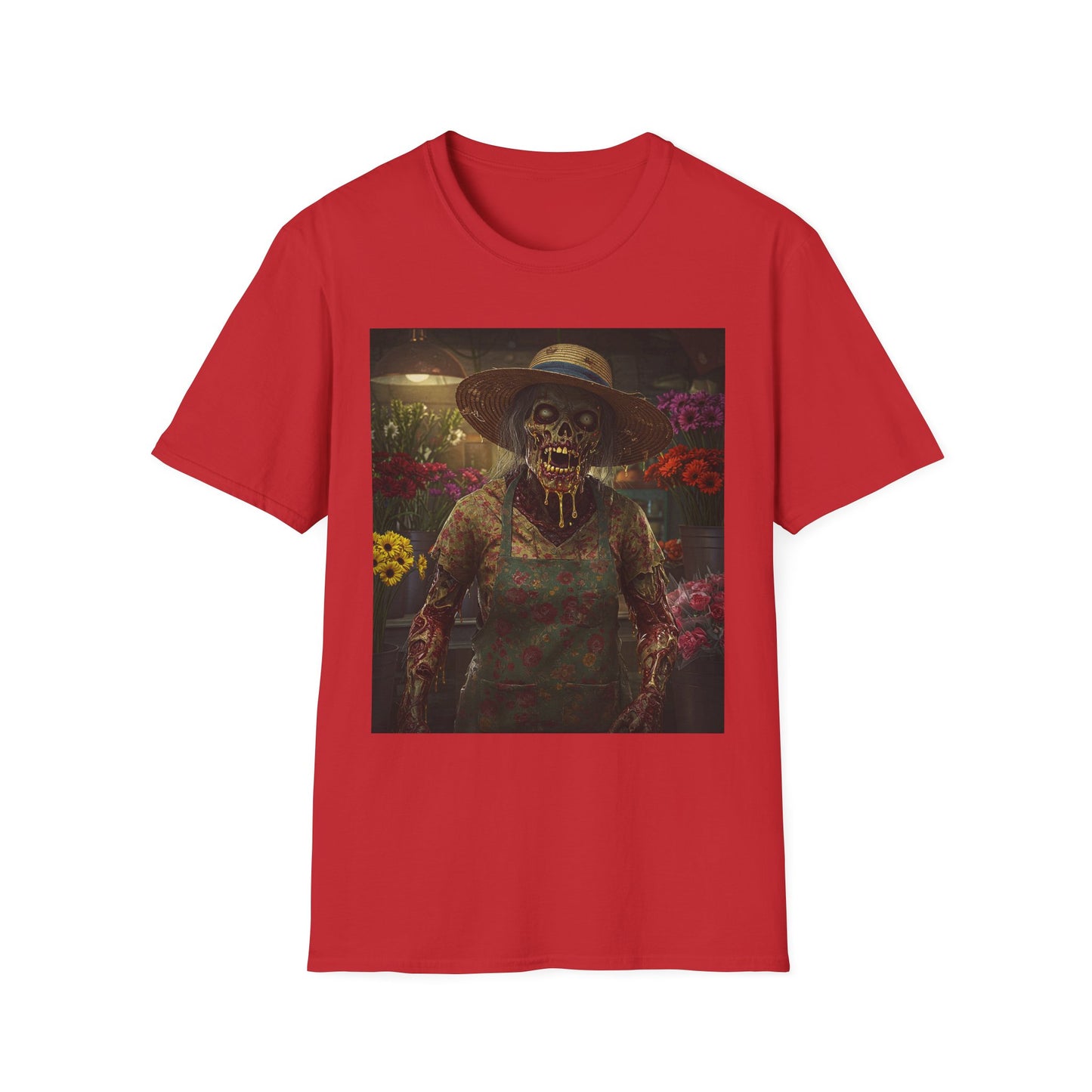 Unisex Softstyle T-Shirt - Vintage Floral Skeleton Design for Halloween