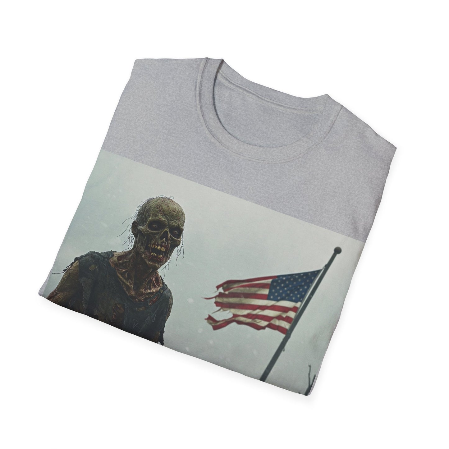 UK - Patriot Zombie Apocalypse Apocalyptic Portrait Tee, bold, decaying zombie graphic