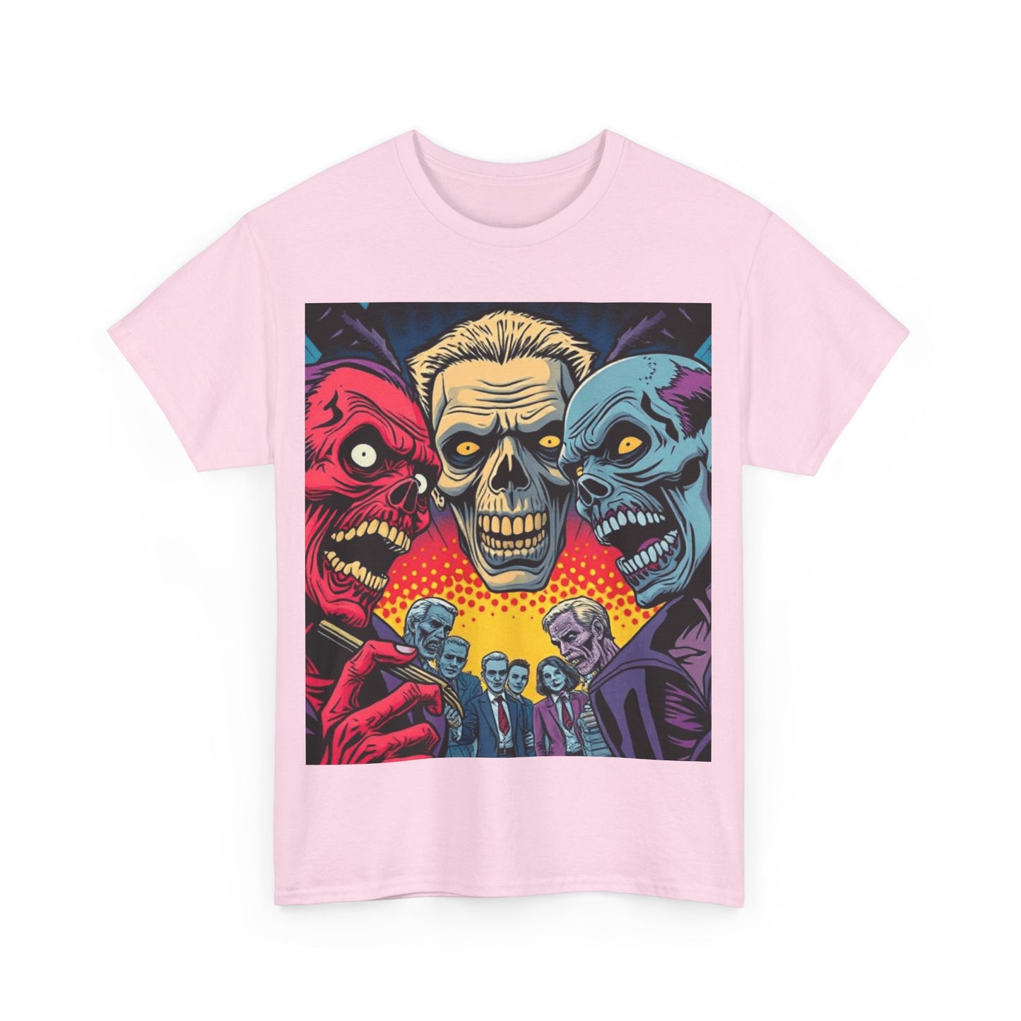 UK - Unisex Heavy Cotton Tee - Colorful Skeleton Design, Perfect for Halloween and Horror Fans