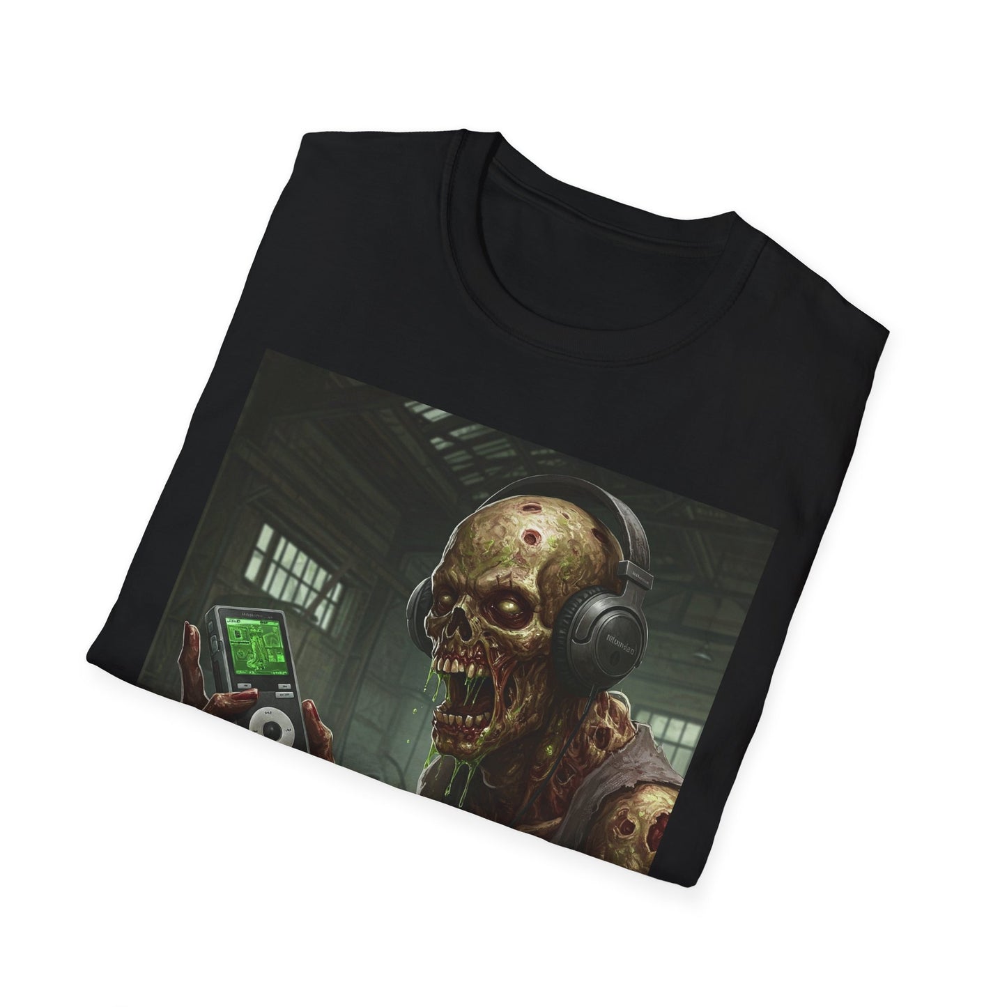 Zombie Listening to Music Unisex Softstyle T-Shirt