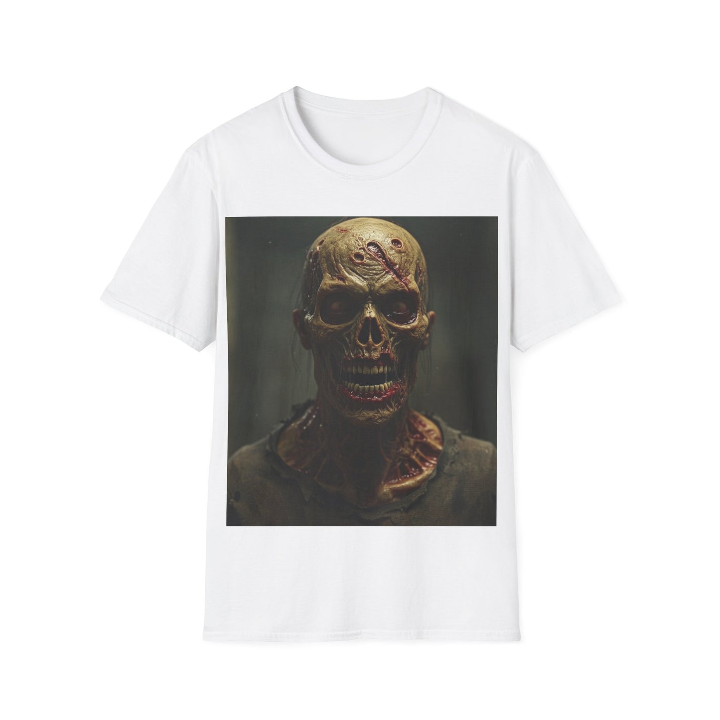 UK - Unisex Softstyle T-Shirt - Creepy Skull Design - Perfect for Halloween or Casual Wear