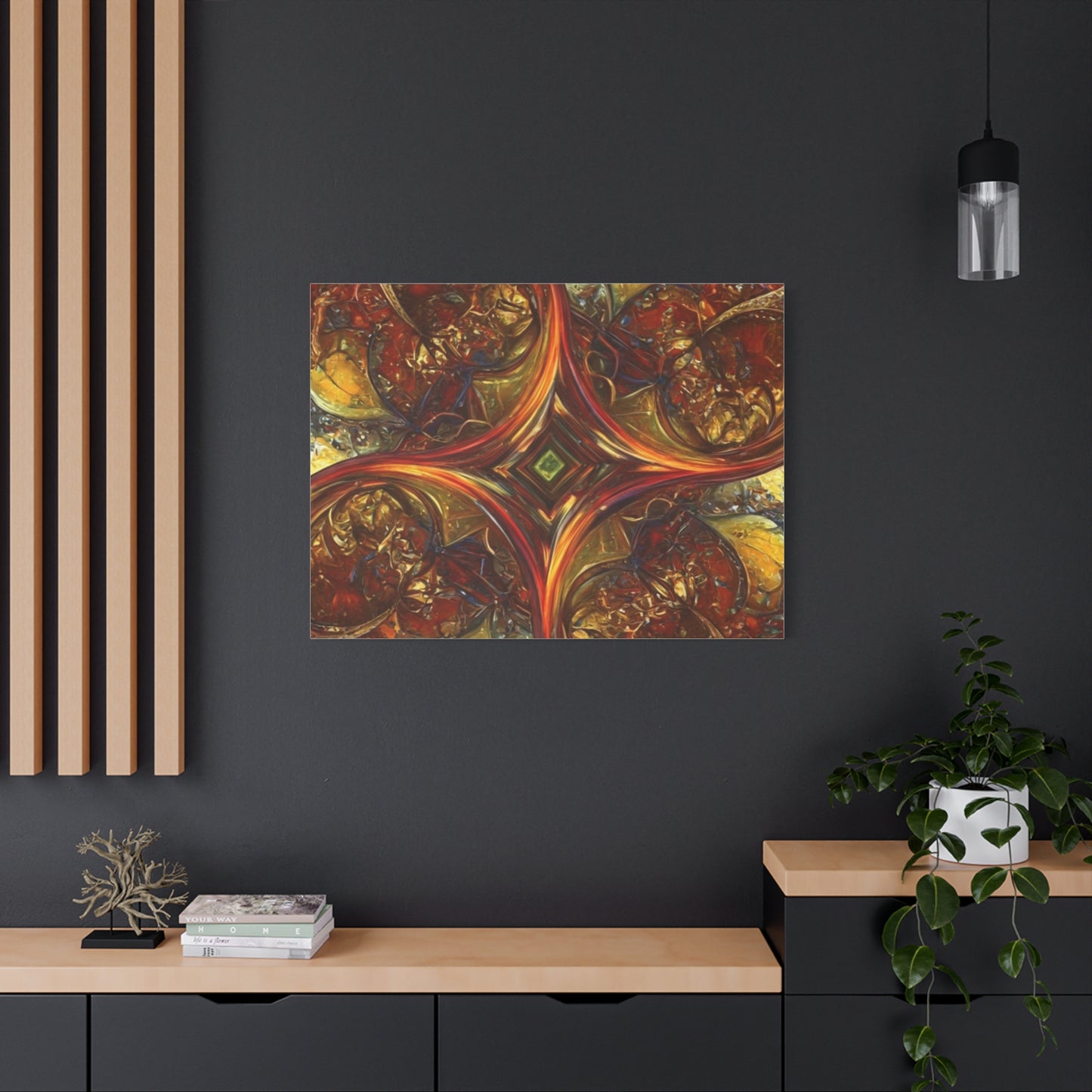 Abstract Art Matte Canvas Wall Decor - Vibrant Fractal Design, Colorful Home Accent