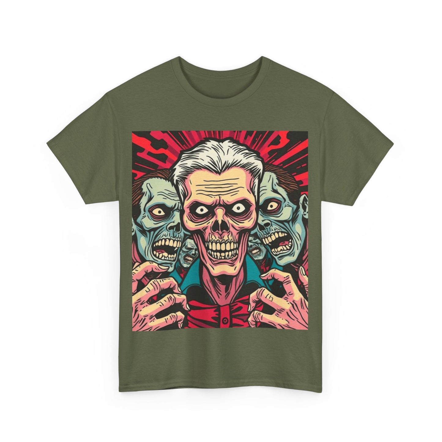 UK - Spooky Skull Graphic Unisex Heavy Cotton Tee - Perfect for Halloween and Casual Wear