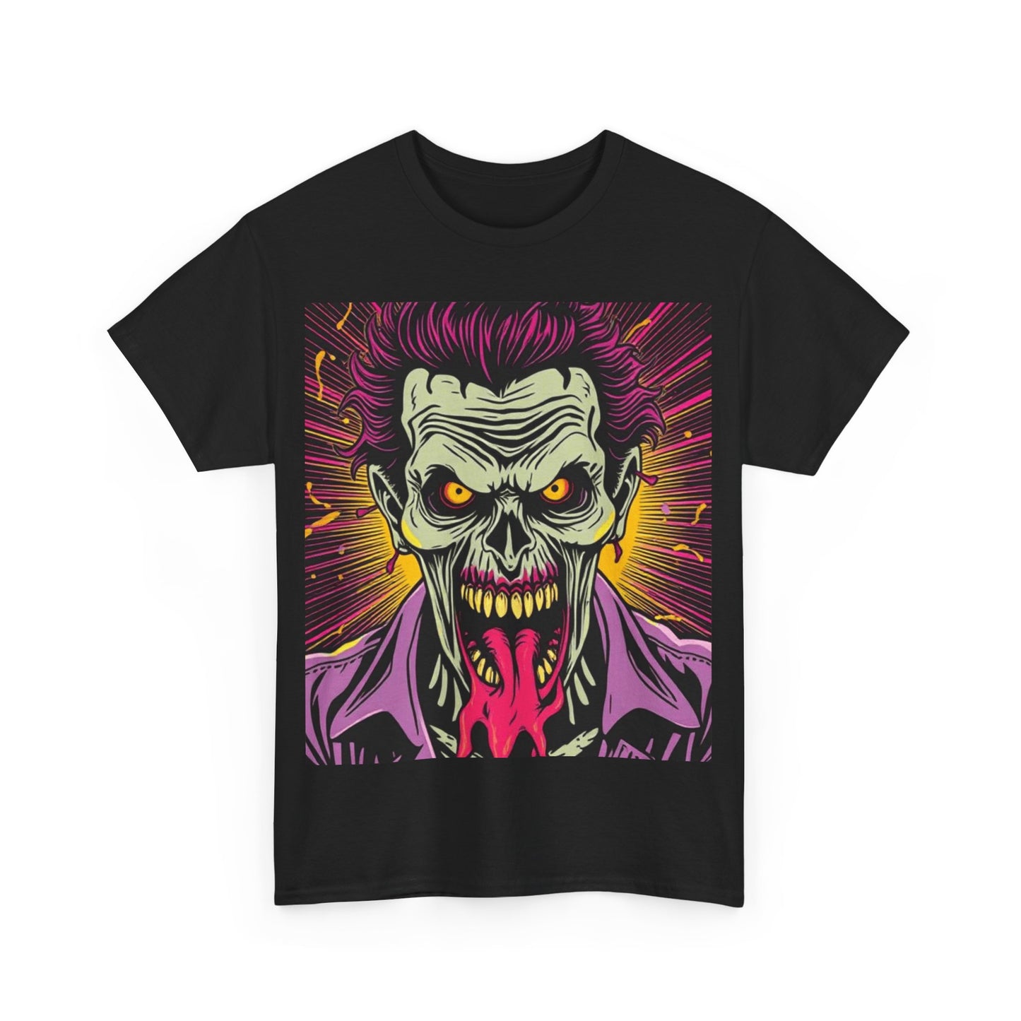 UK - Unisex Heavy Cotton Tee - Vibrant Zombie Joker Graphic Tee