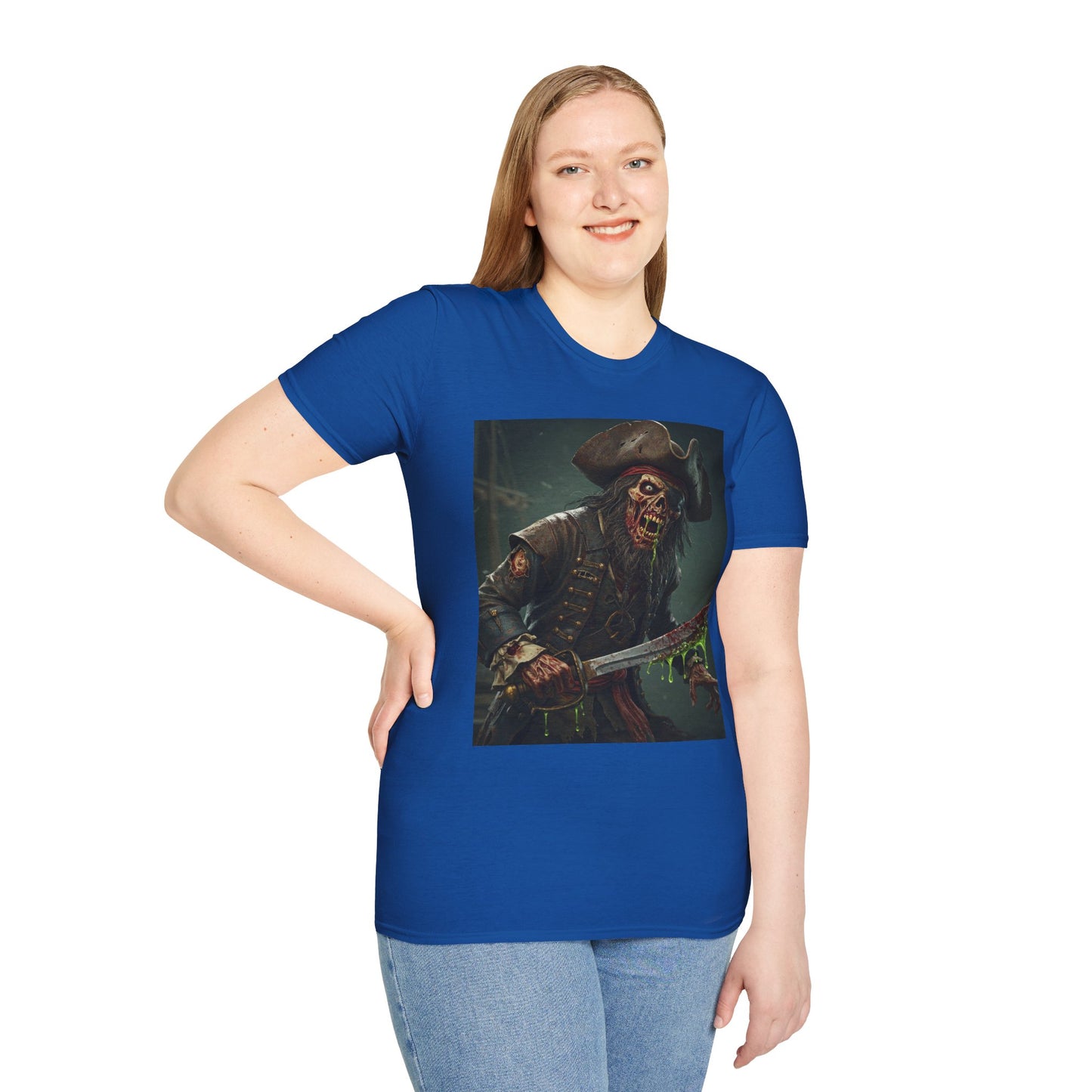 Zombie Pirate Graphic Unisex T-Shirt - Perfect for Halloween and Casual Wear