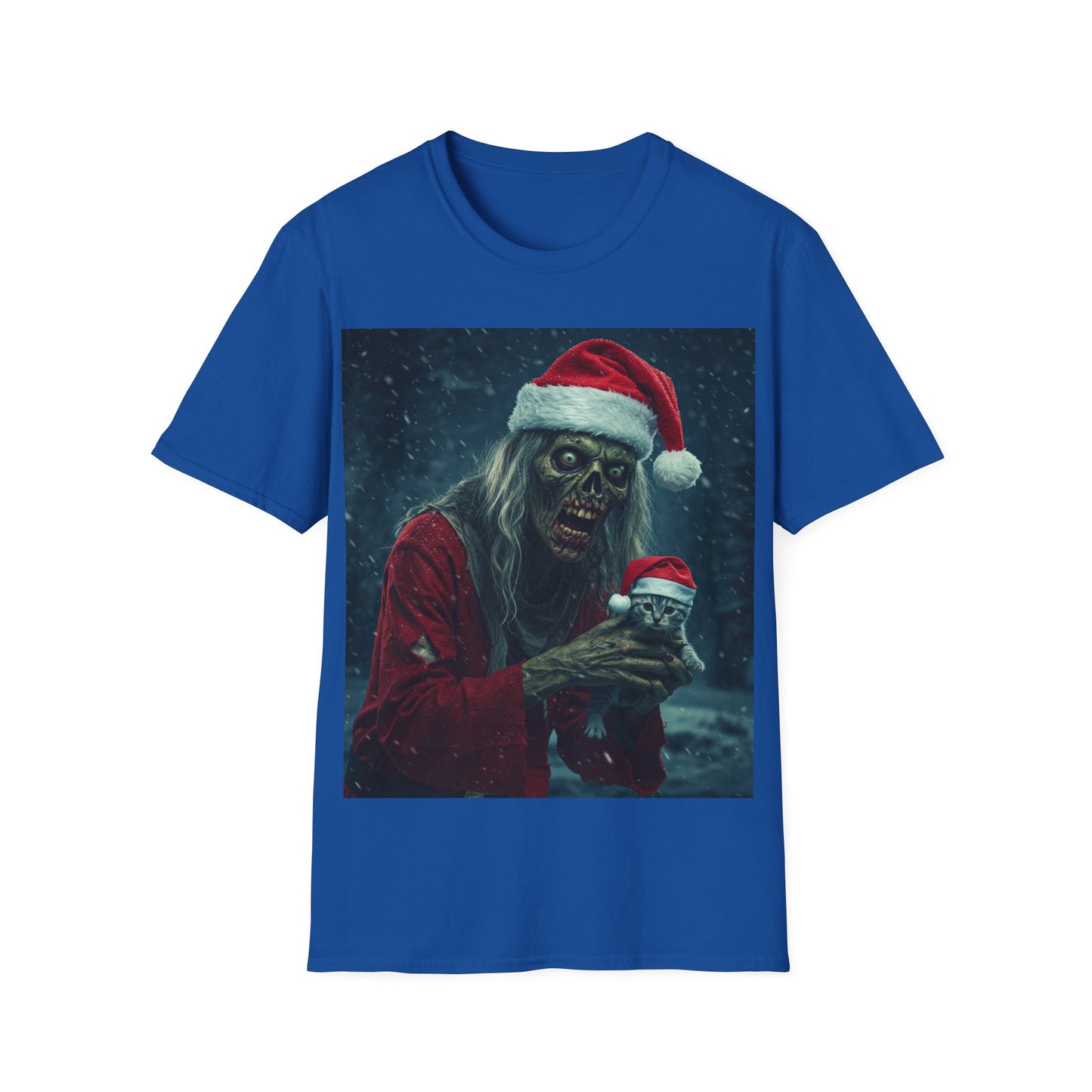 UK - Festive Zombie Santa Apocalyptic Portrait Tee, bold, decaying zombie graphic