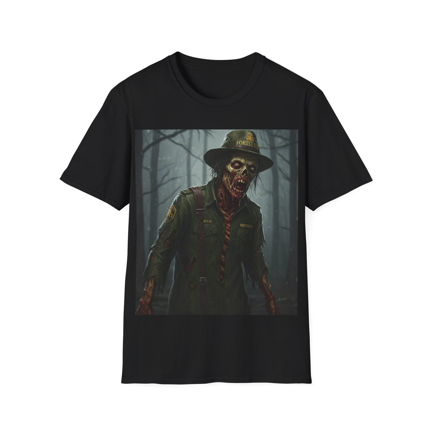 UK - Halloween Zombie Unisex Softstyle T-Shirt - Spooky Scarecrow Design