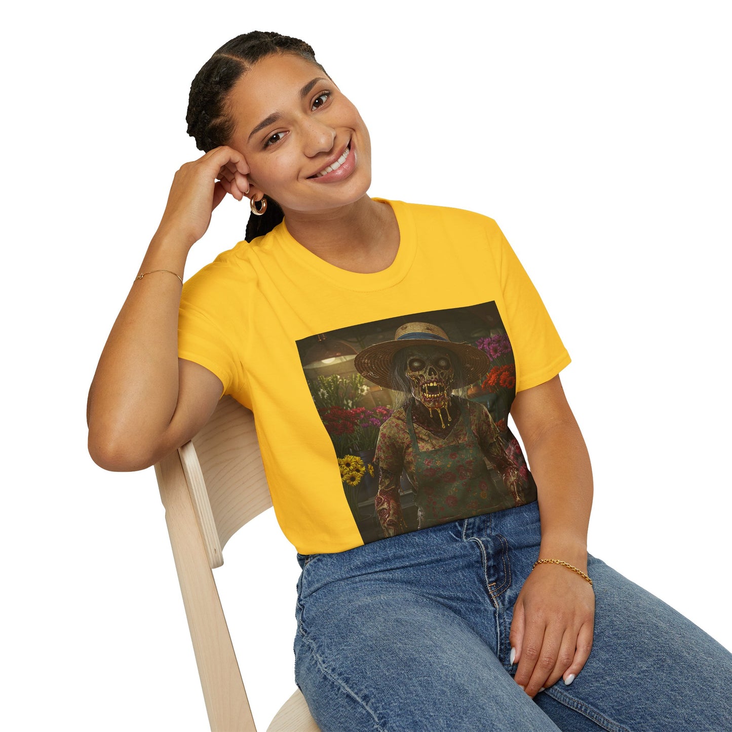 Unisex Softstyle T-Shirt - Vintage Floral Skeleton Design for Halloween