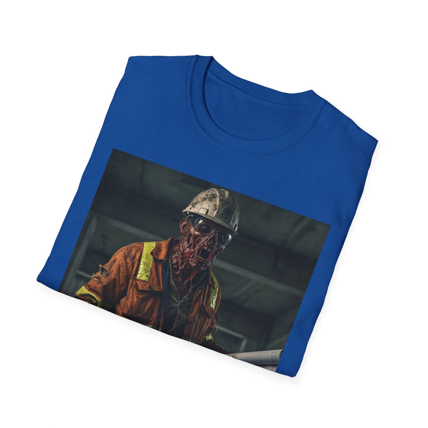 Creepy Construction Worker Graphic Tee | Unisex Softstyle T-Shirt | Perfect for Halloween and Horror Fans