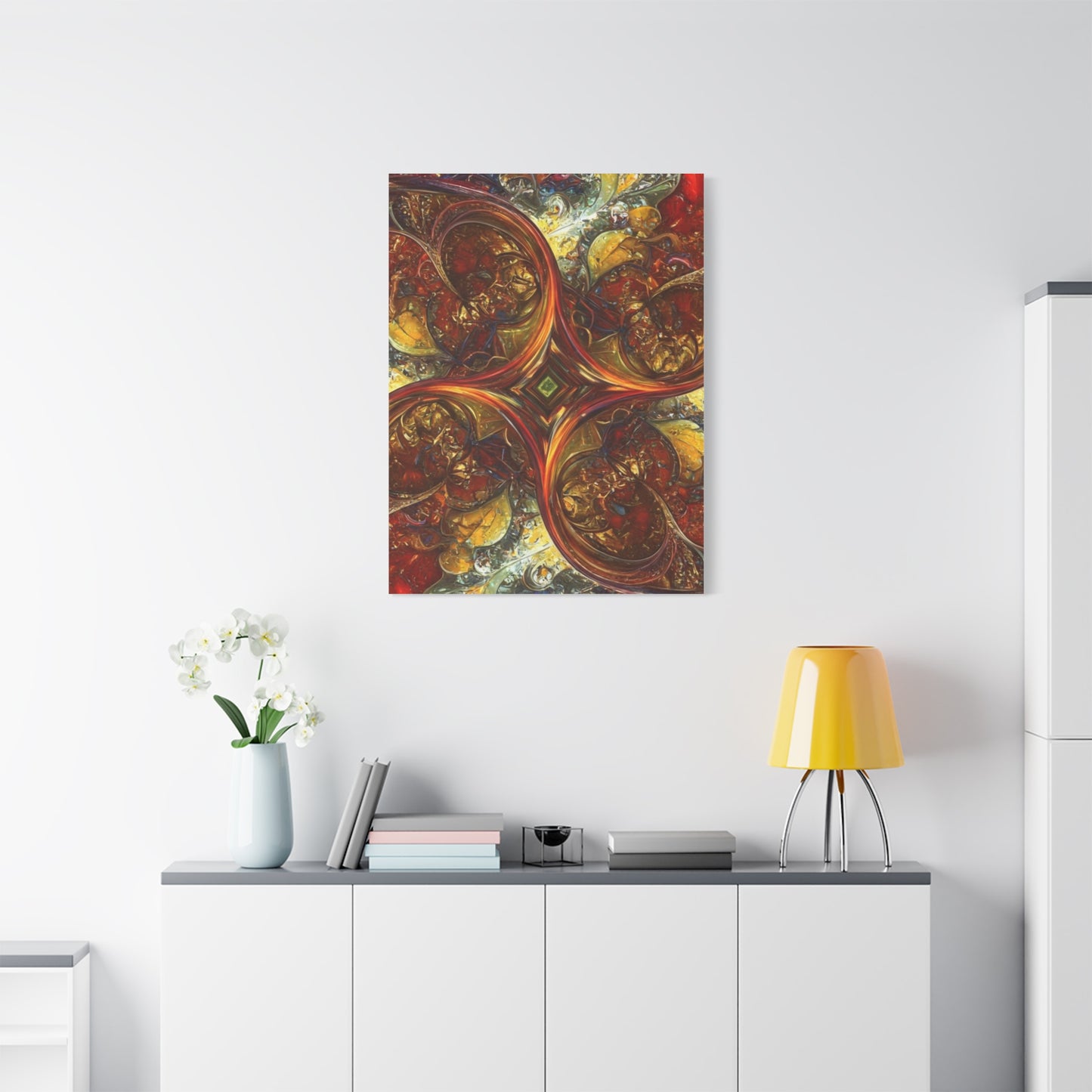 Abstract Art Matte Canvas Wall Decor - Vibrant Fractal Design, Colorful Home Accent