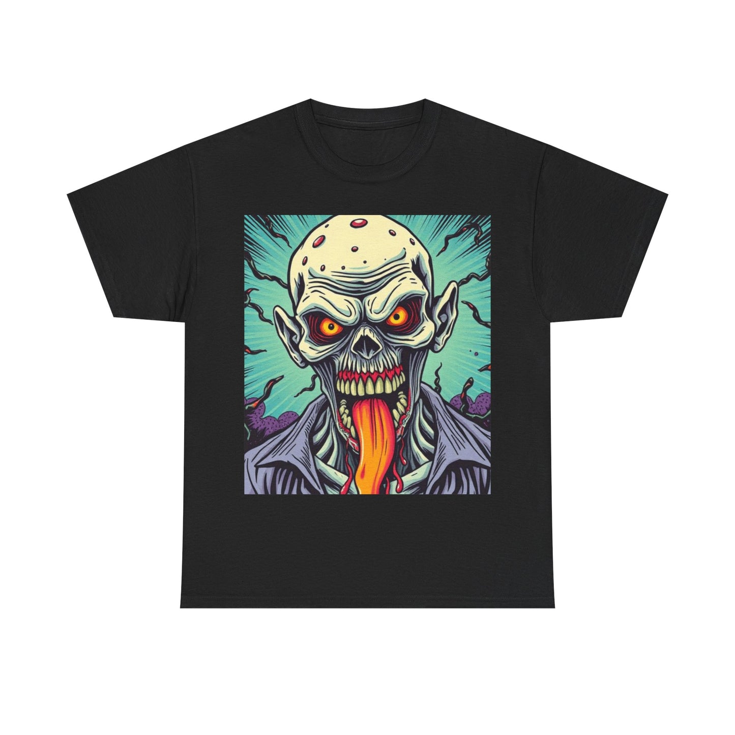UK - Spooky Graphic Unisex Heavy Cotton Tee - Halloween Evil Zombie Design