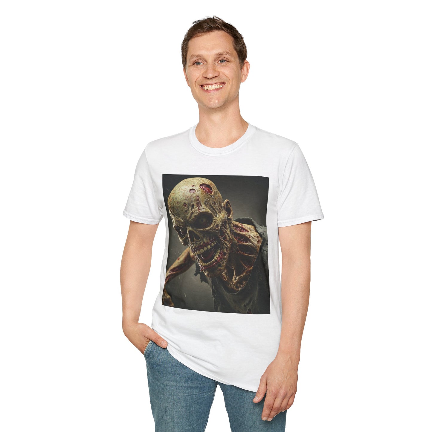 Zombie Skull Unisex Softstyle T-Shirt - Spooky Halloween Tee