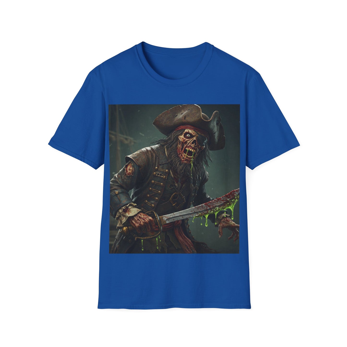 UK - Zombie Pirate Graphic Unisex T-Shirt - Perfect for Halloween and Casual Wear