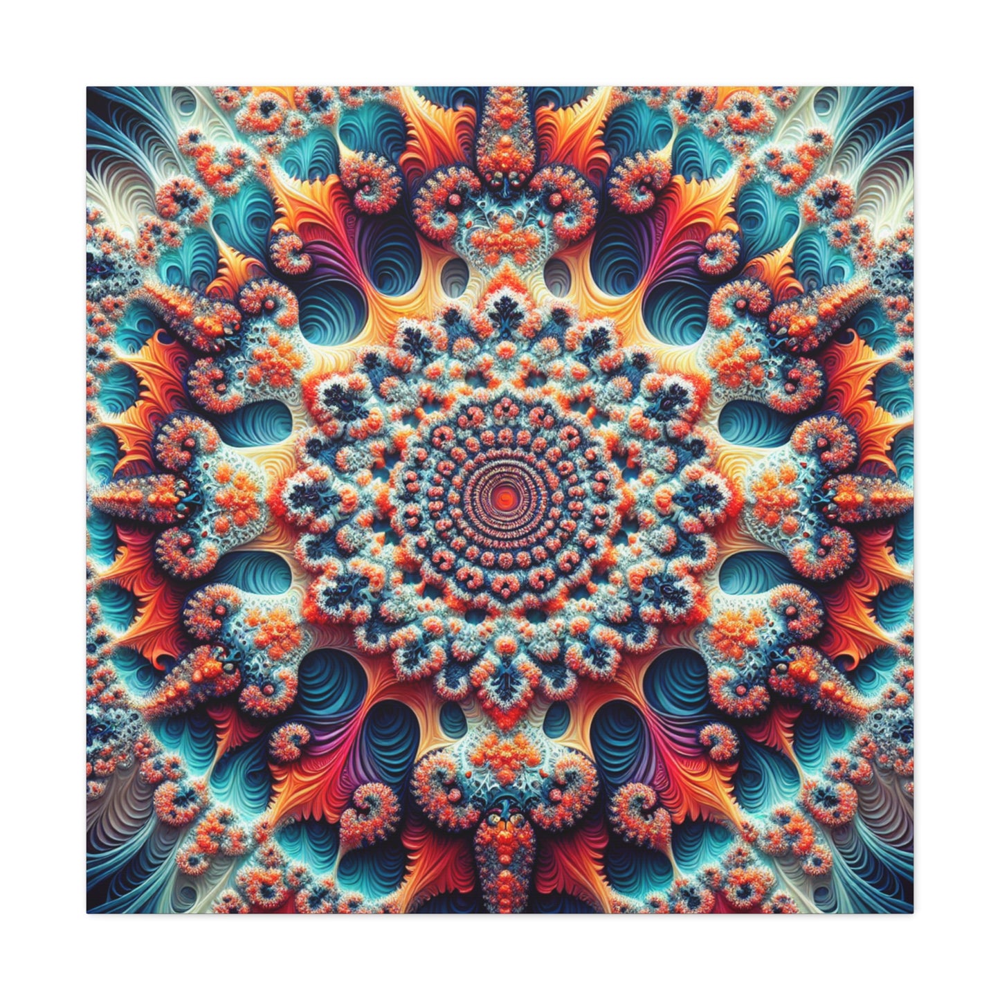 Vibrant Fractal Art Canvas – Stunning Stretched Wall Decor for Home or Office