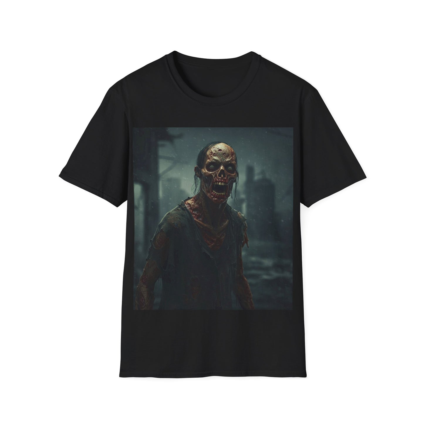 UK - Zombie Apocalypse Apocalyptic Portrait Tee, bold, decaying zombie graphic