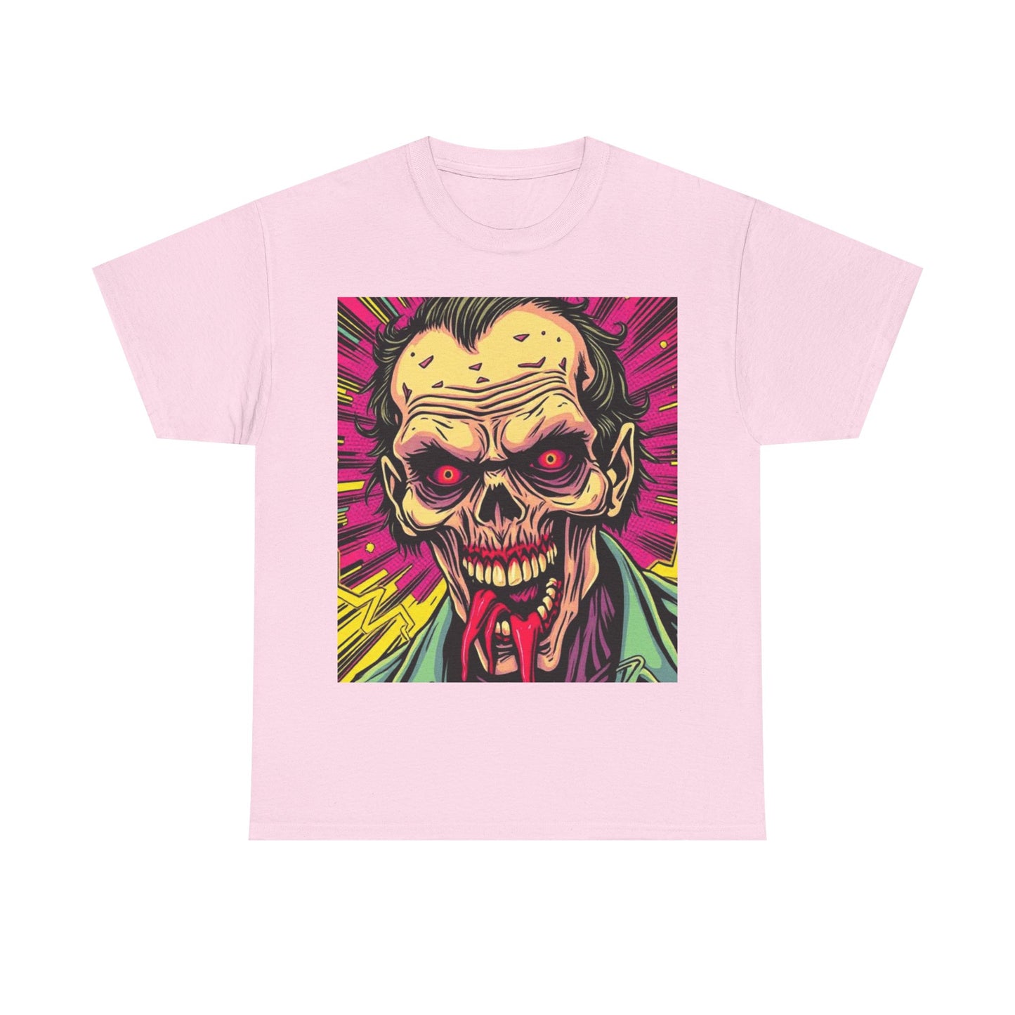 UK - Retro Zombie Graphic Unisex Heavy Cotton Tee - Perfect for Halloween and Horror Fans