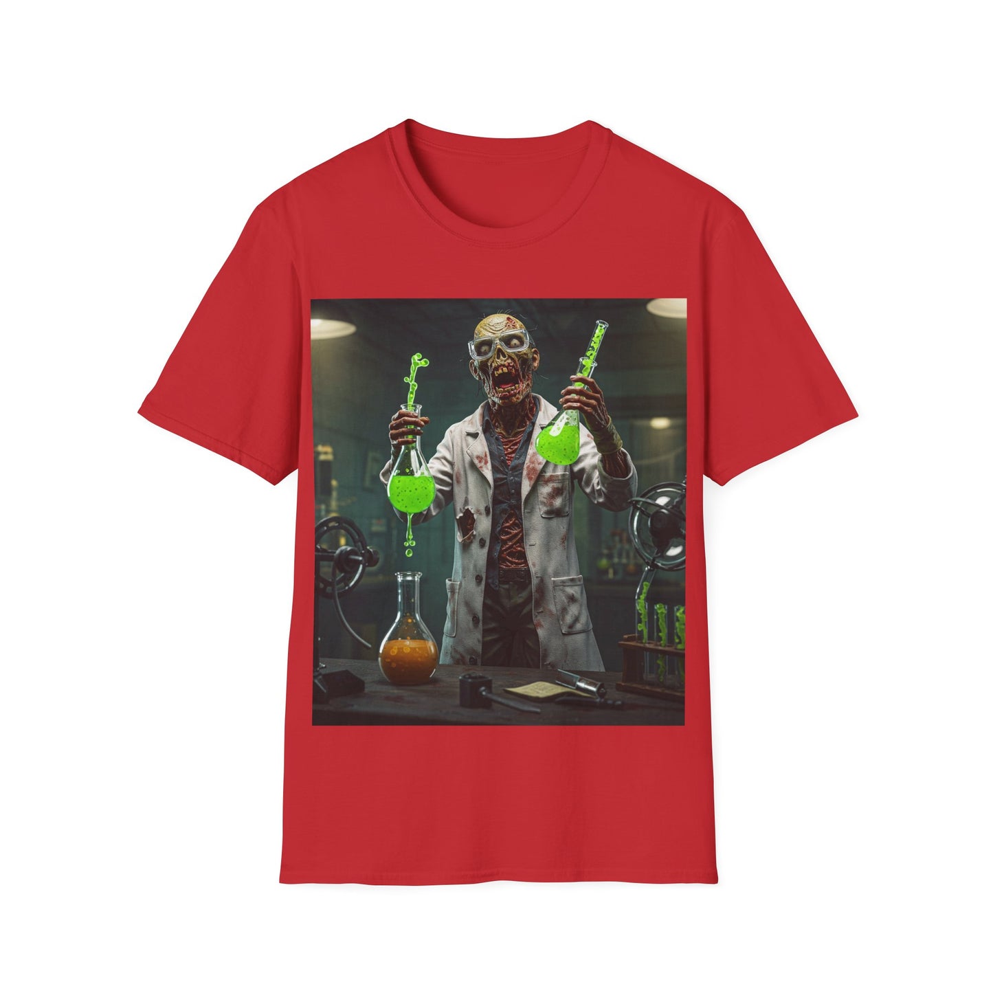 UK - Zombie Scientist Apocalyptic Portrait Tee, bold, decaying zombie graphic