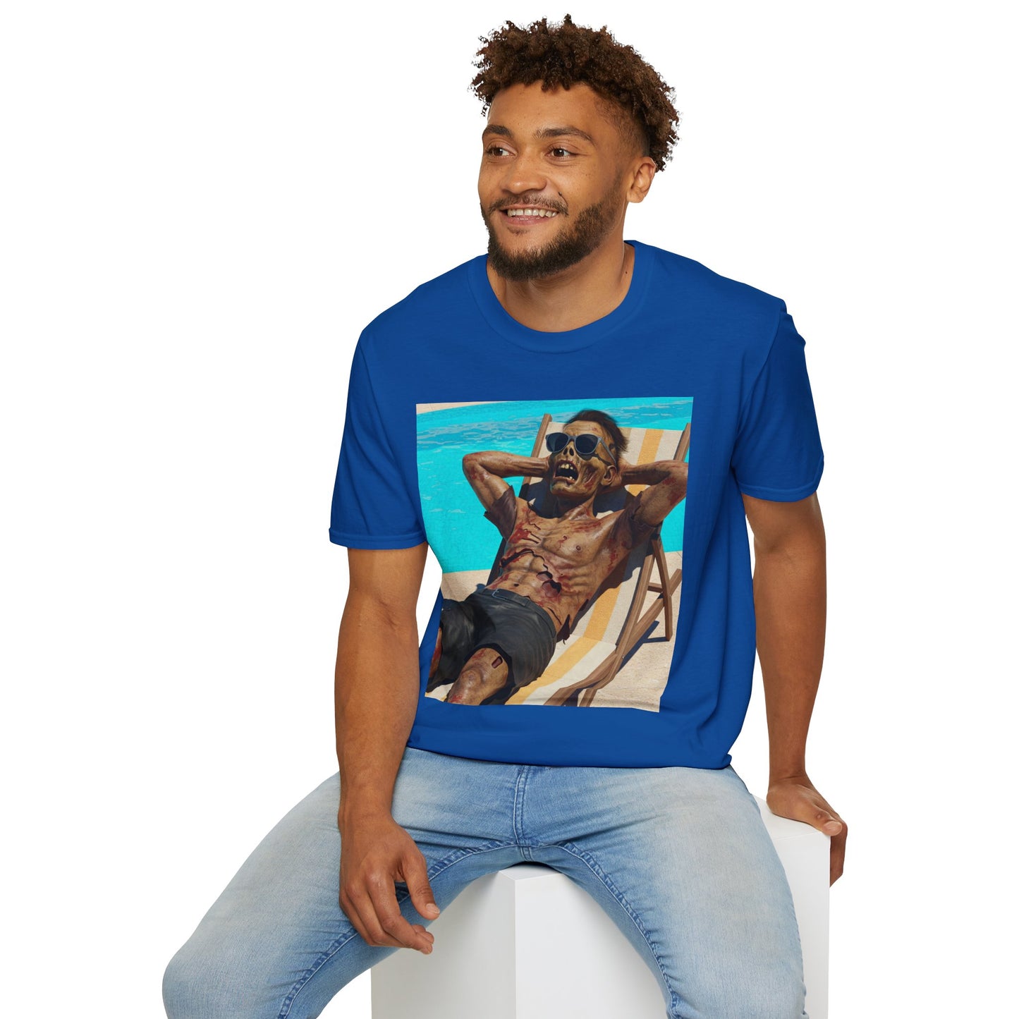 Zombie Relaxation Unisex Softstyle T-Shirt - Perfect for Halloween and Casual Outings