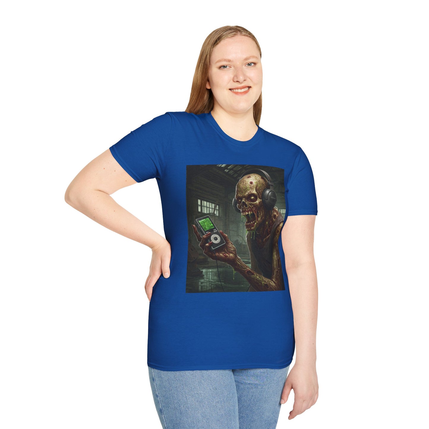 Zombie Listening to Music Unisex Softstyle T-Shirt