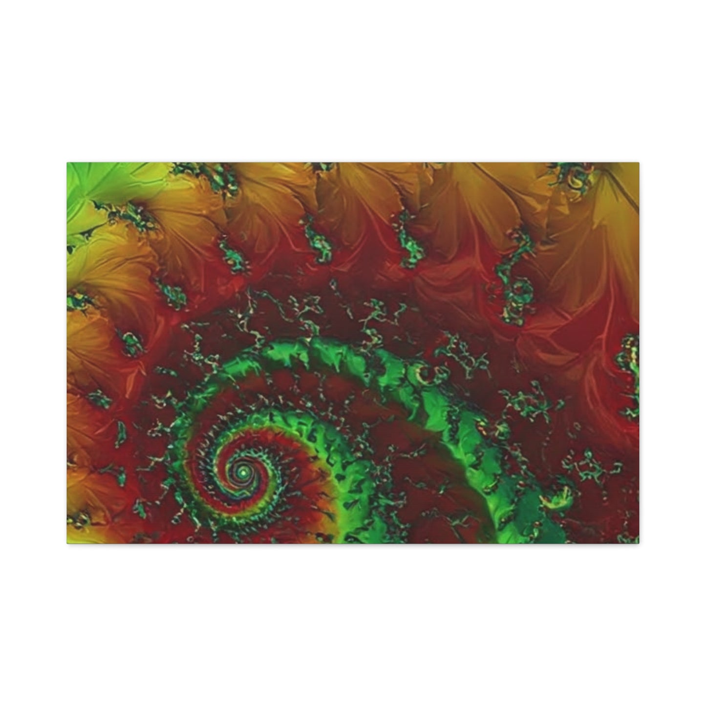 Vibrant Fractal Art Canvas - Green and Red Abstract Wall Decor