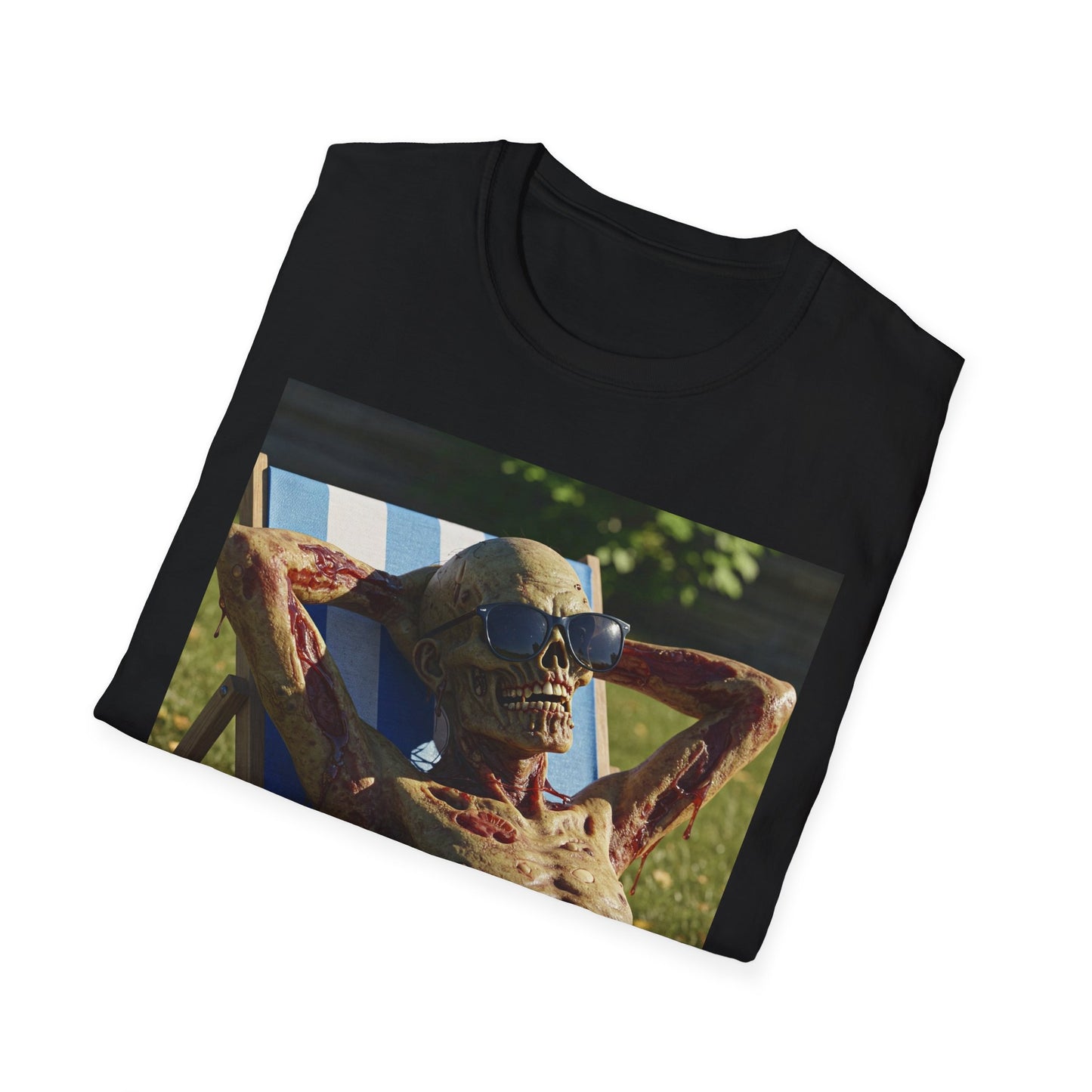 Chillin' Skeleton Unisex Softstyle T-Shirt - Casual Halloween Vibe