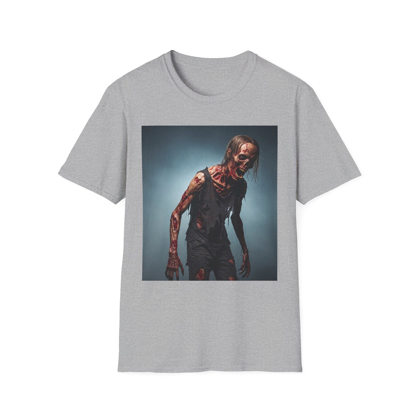 Zombie Graphic Unisex Softstyle T-Shirt - Perfect for Halloween and Horror Fans