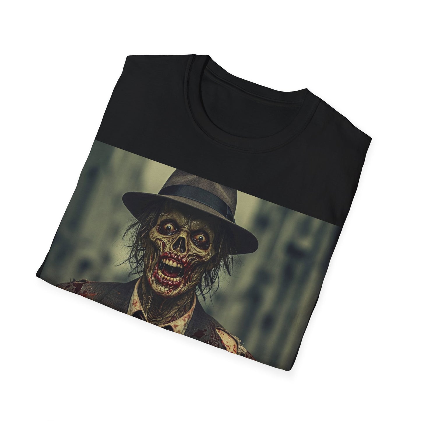 UK - Skeleton News Reporter Unisex Softstyle T-Shirt - Spooky Halloween Vibe