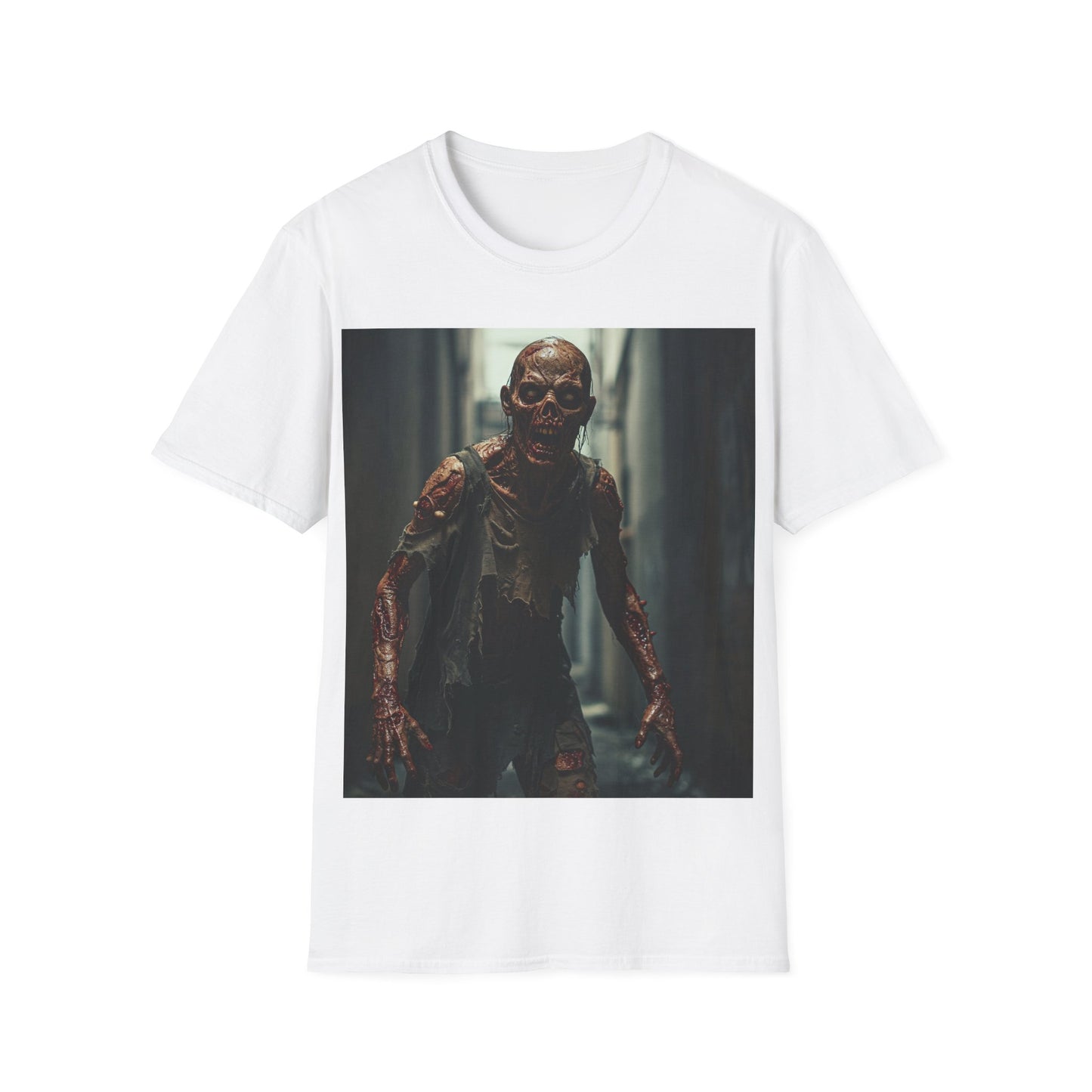 UK - Zombie Graphic Unisex Softstyle T-Shirt - Perfect for Halloween & Horror Fans