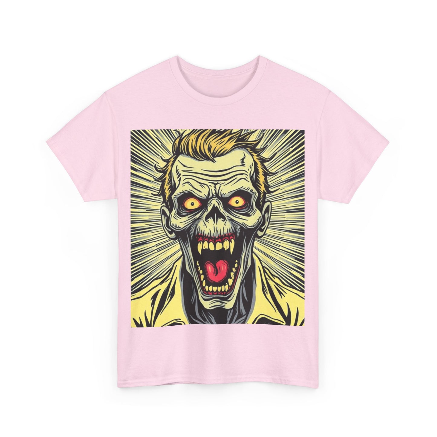 UK - Screaming Zombie Unisex Heavy Cotton Tee - Perfect for Halloween and Horror Fans