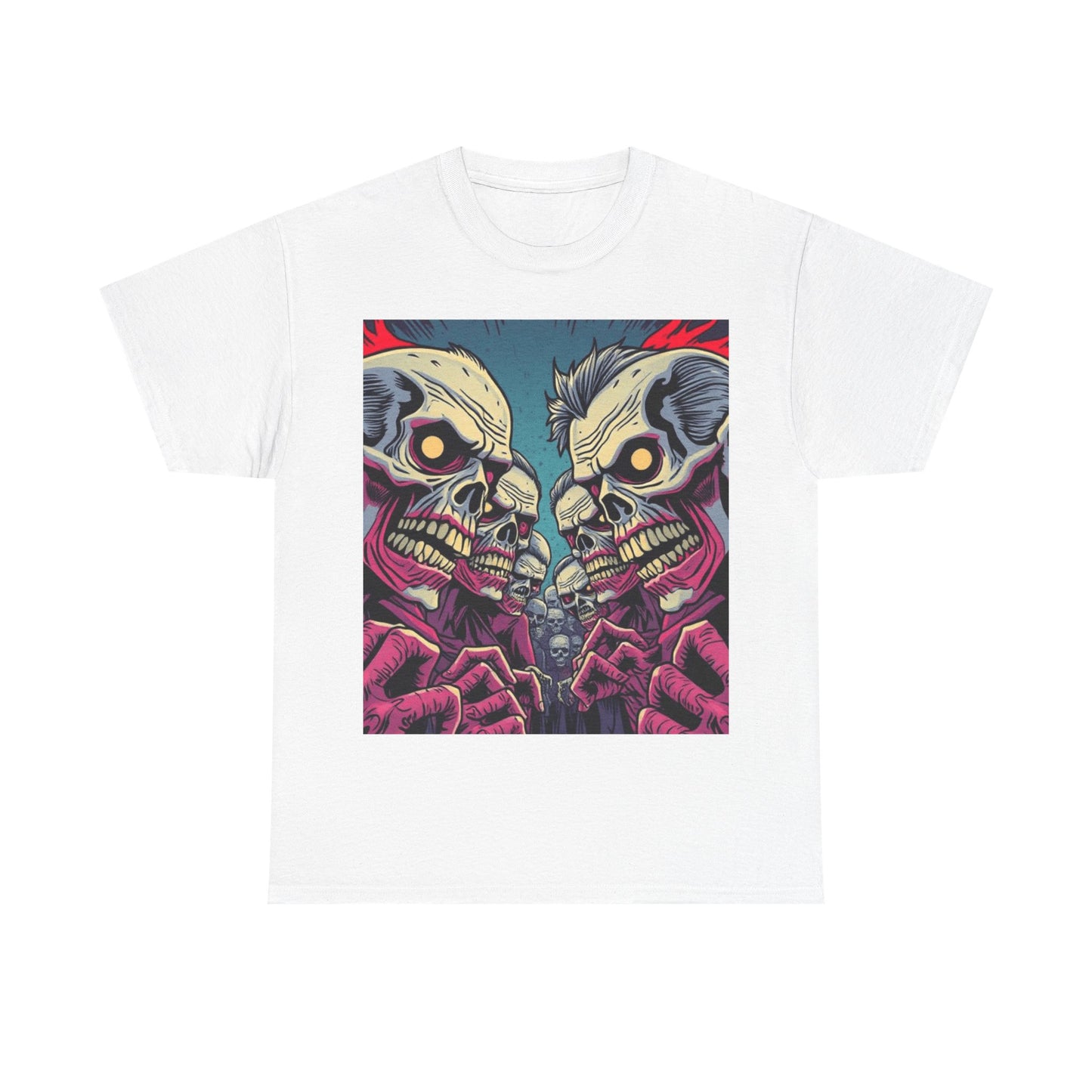 UK - Gothic Skull T-Shirt - Unisex Heavy Cotton Tee for Halloween and Punk Fans