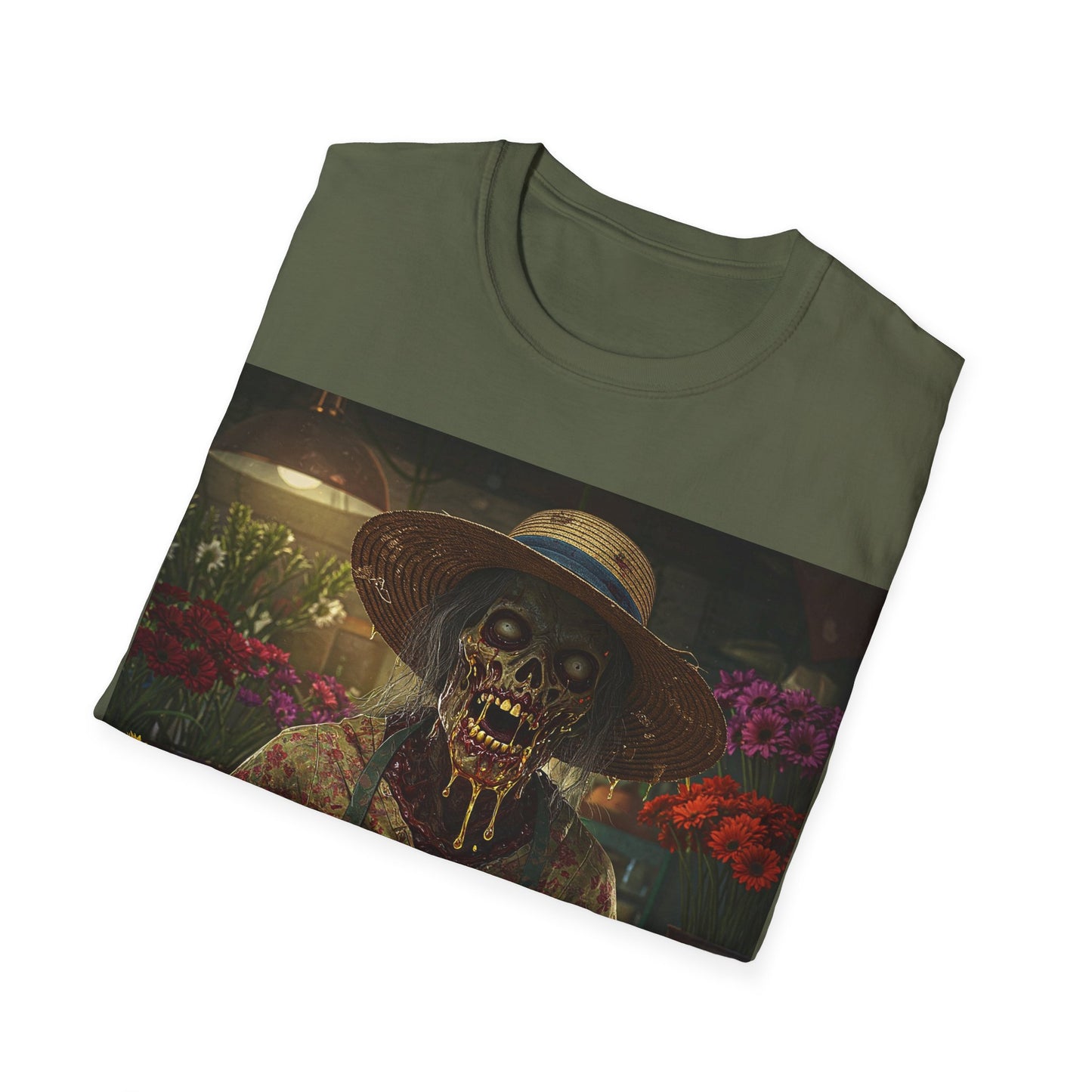 UK - Unisex Softstyle T-Shirt - Vintage Floral Skeleton Design for Halloween