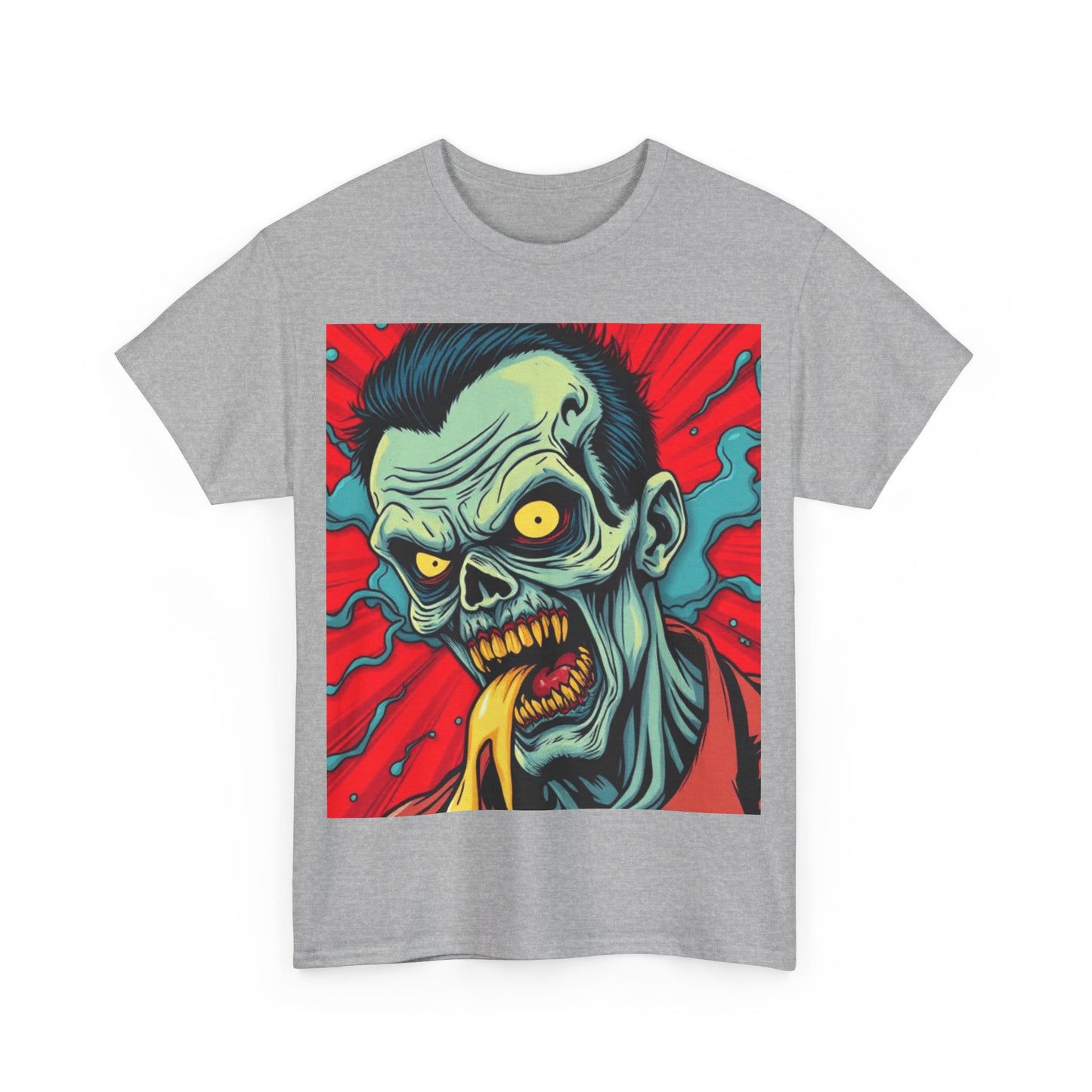 UK - Zombie Art Unisex Heavy Cotton Tee - Retro Horror Graphic Shirt