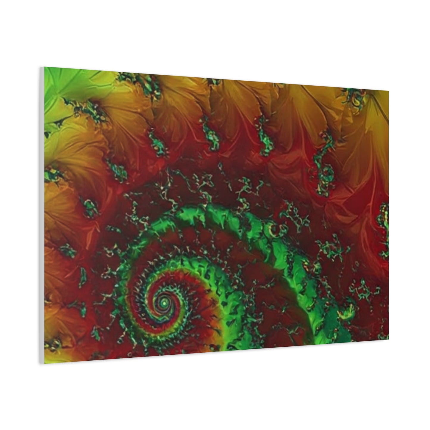 Vibrant Fractal Art Canvas - Green and Red Abstract Wall Decor