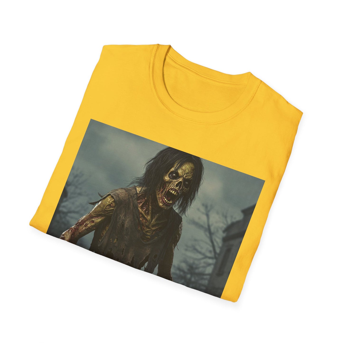Zombie Apocalyptic Portrait Tee, bold, decaying zombie graphic