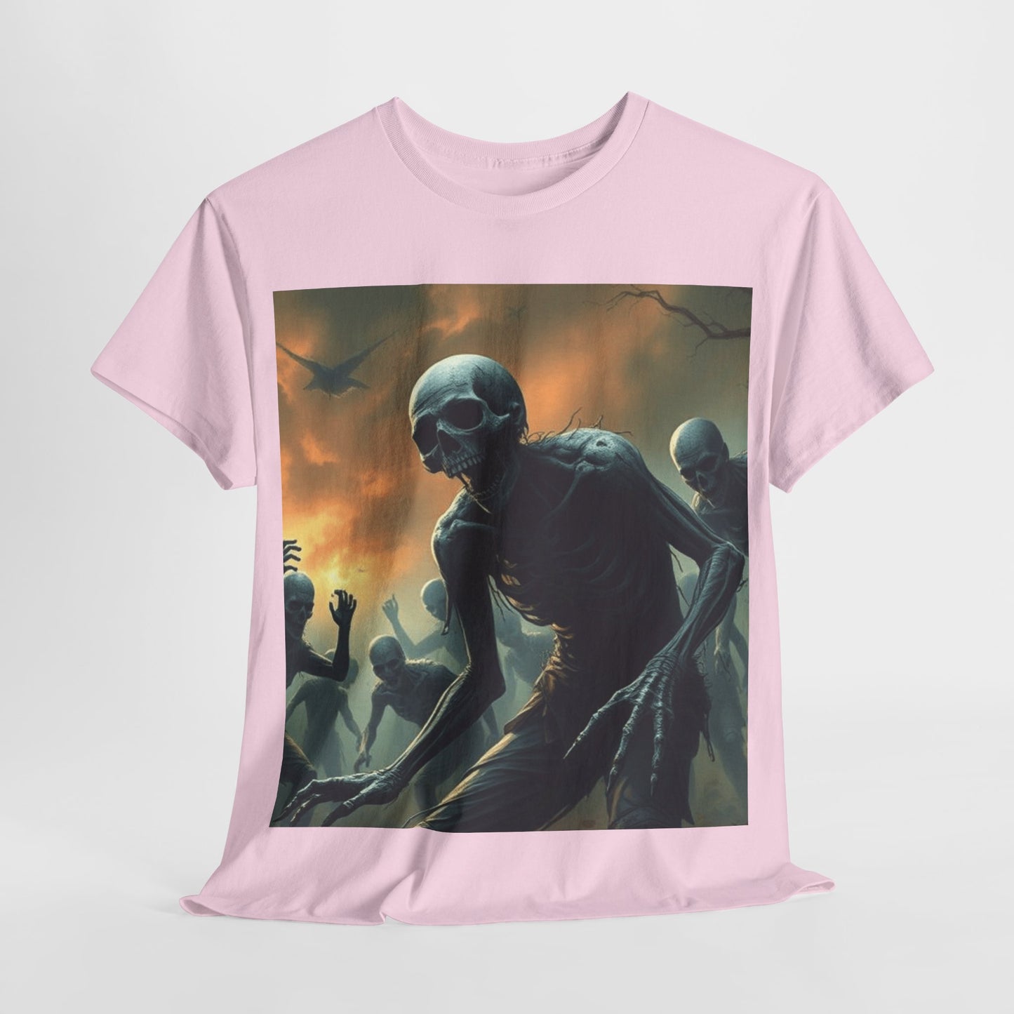 UK - Unisex Heavy Cotton Tee - Eerie Skeleton Design for Halloween Enthusiasts