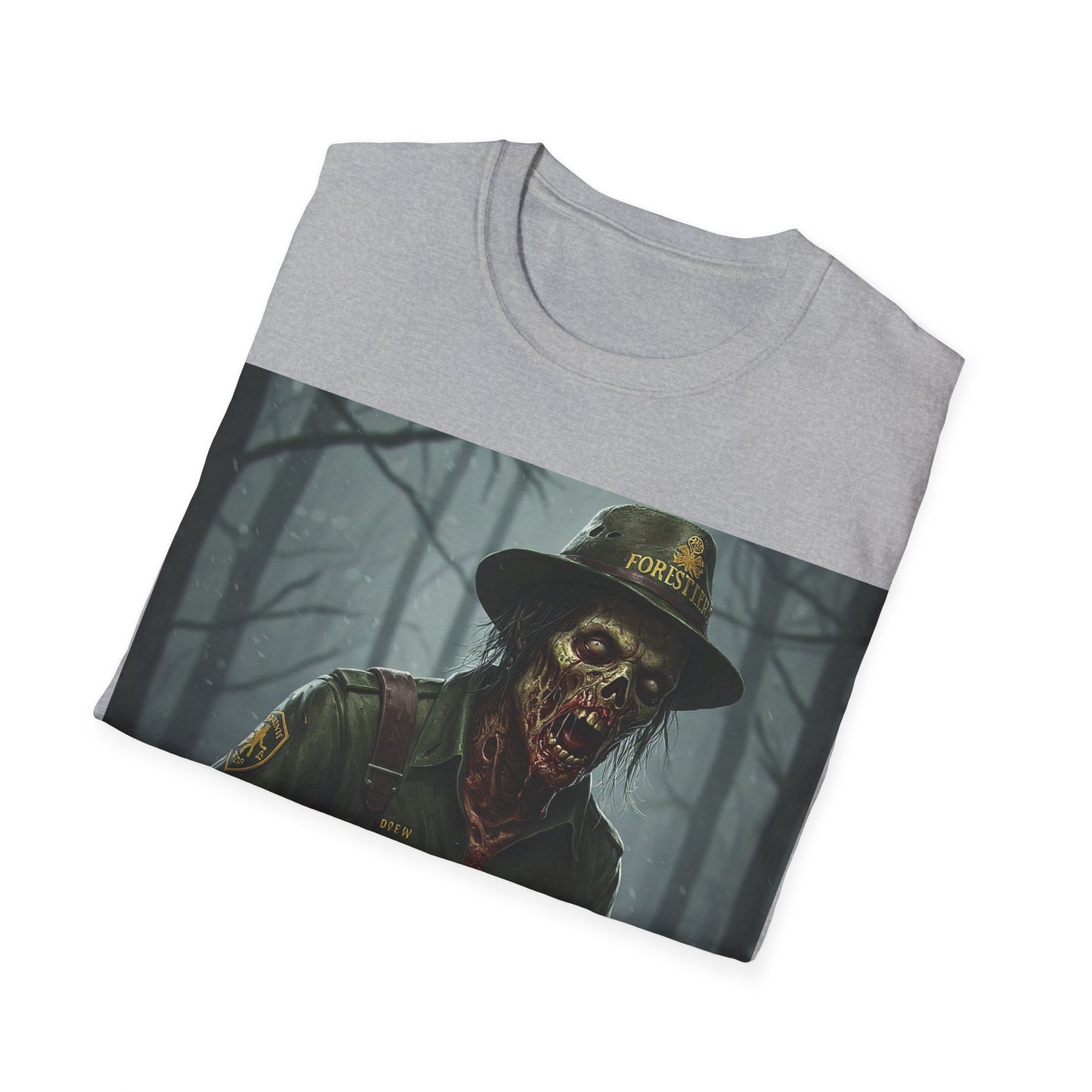 UK - Halloween Zombie Unisex Softstyle T-Shirt - Spooky Scarecrow Design