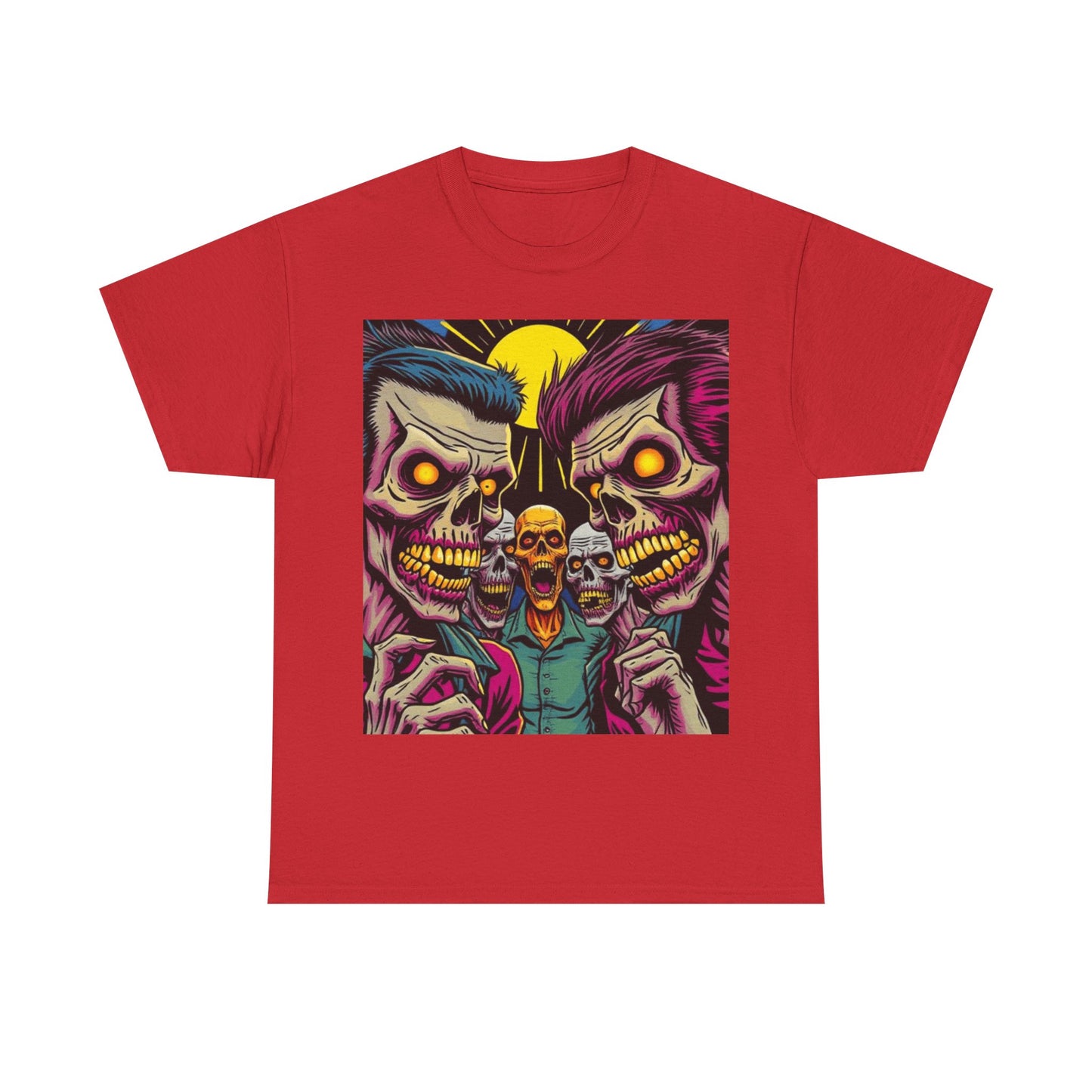 UK - Vibrant Skulls Unisex Heavy Cotton Tee - Edgy Graphic T-Shirt for Horror Fans