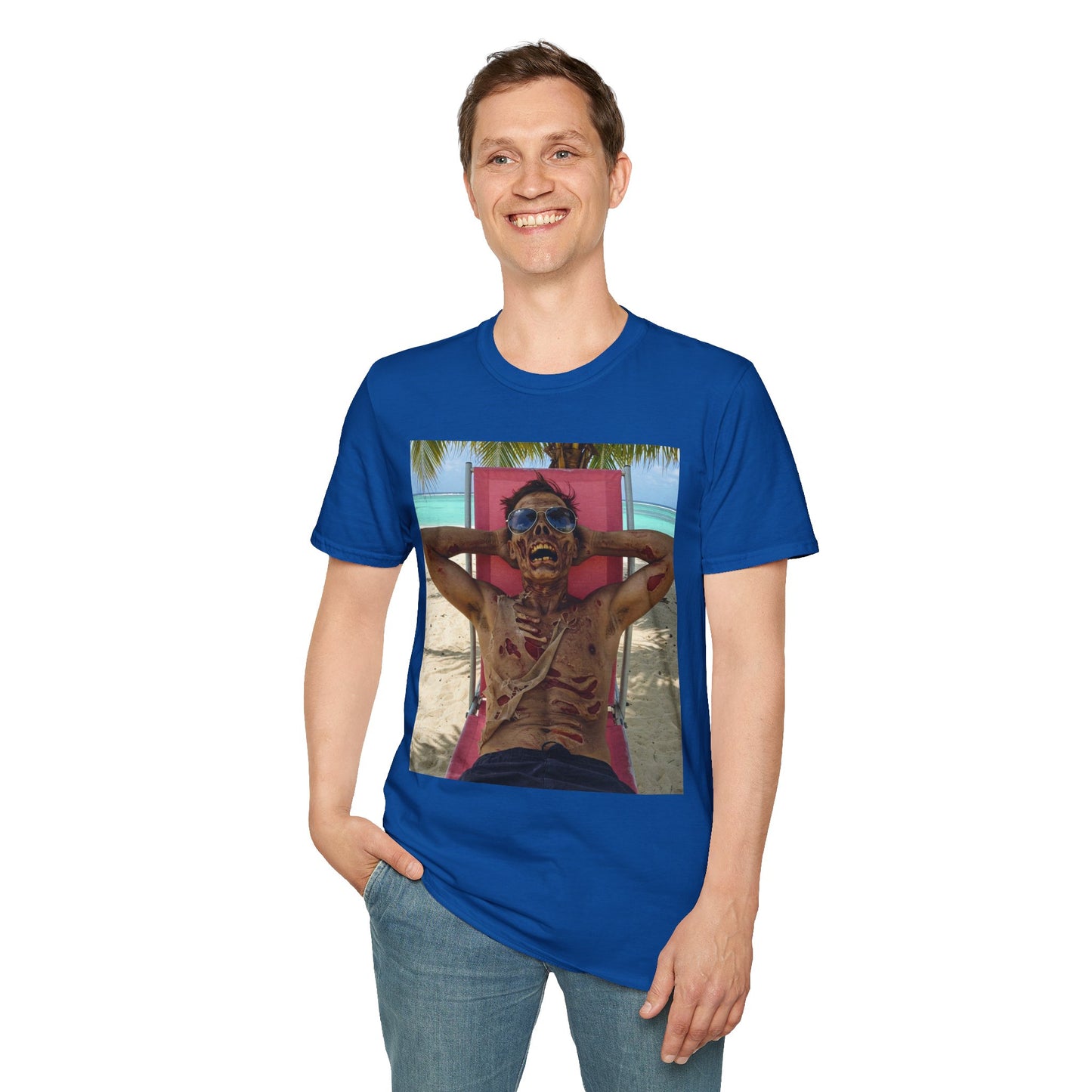 Chill Zombie Unisex Softstyle T-Shirt - Perfect for Beach Days & Halloween