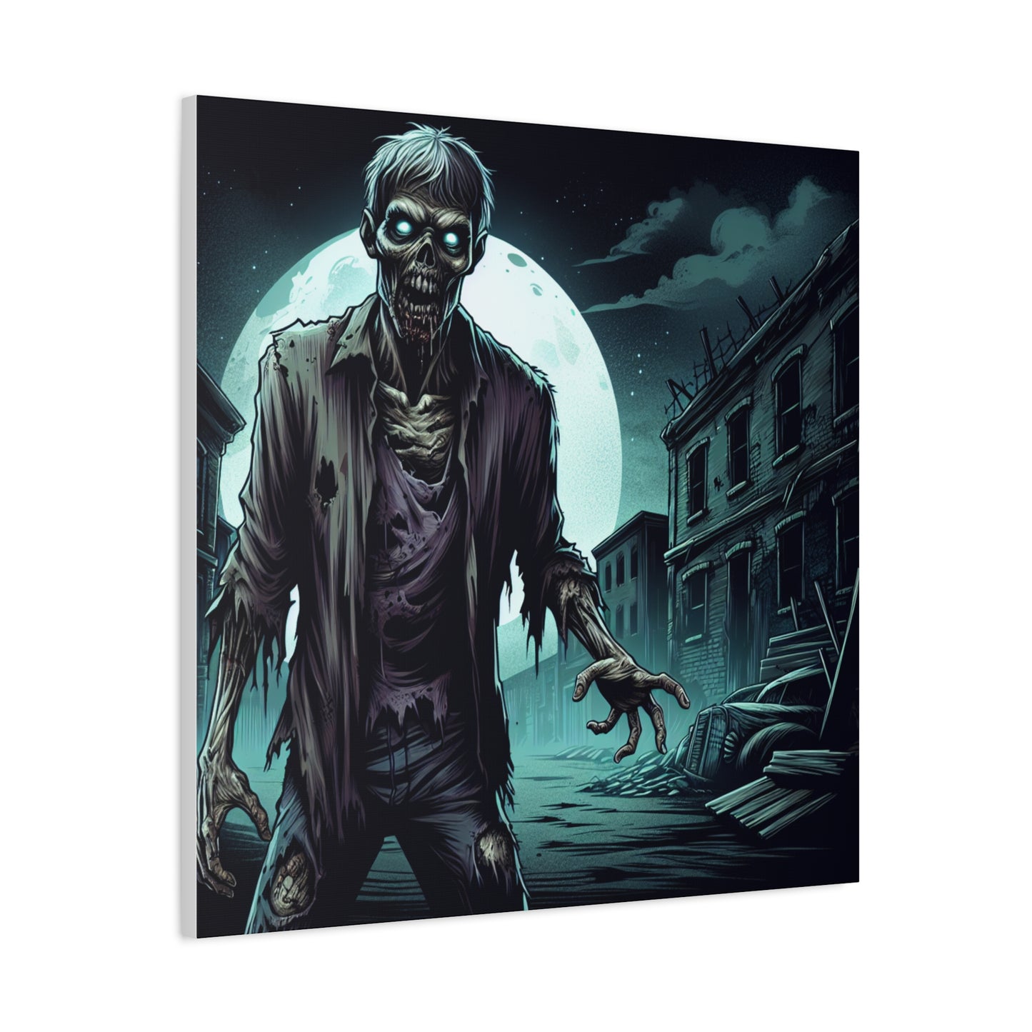 Zombie Moon Canvas Wall Art - Horror Decor for Halloween