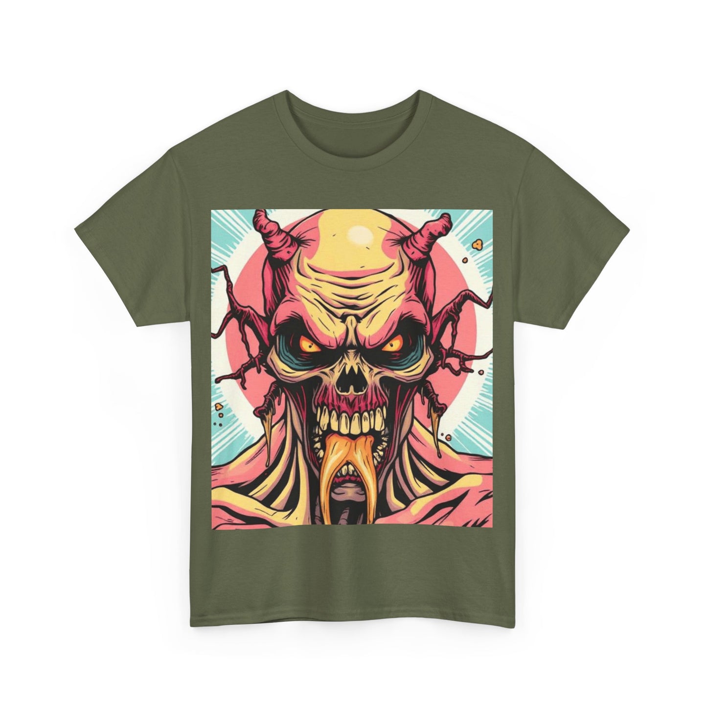 UK - Unisex Heavy Cotton Tee - Demon Skull Graphic Tee for Alternative Fashion Lovers