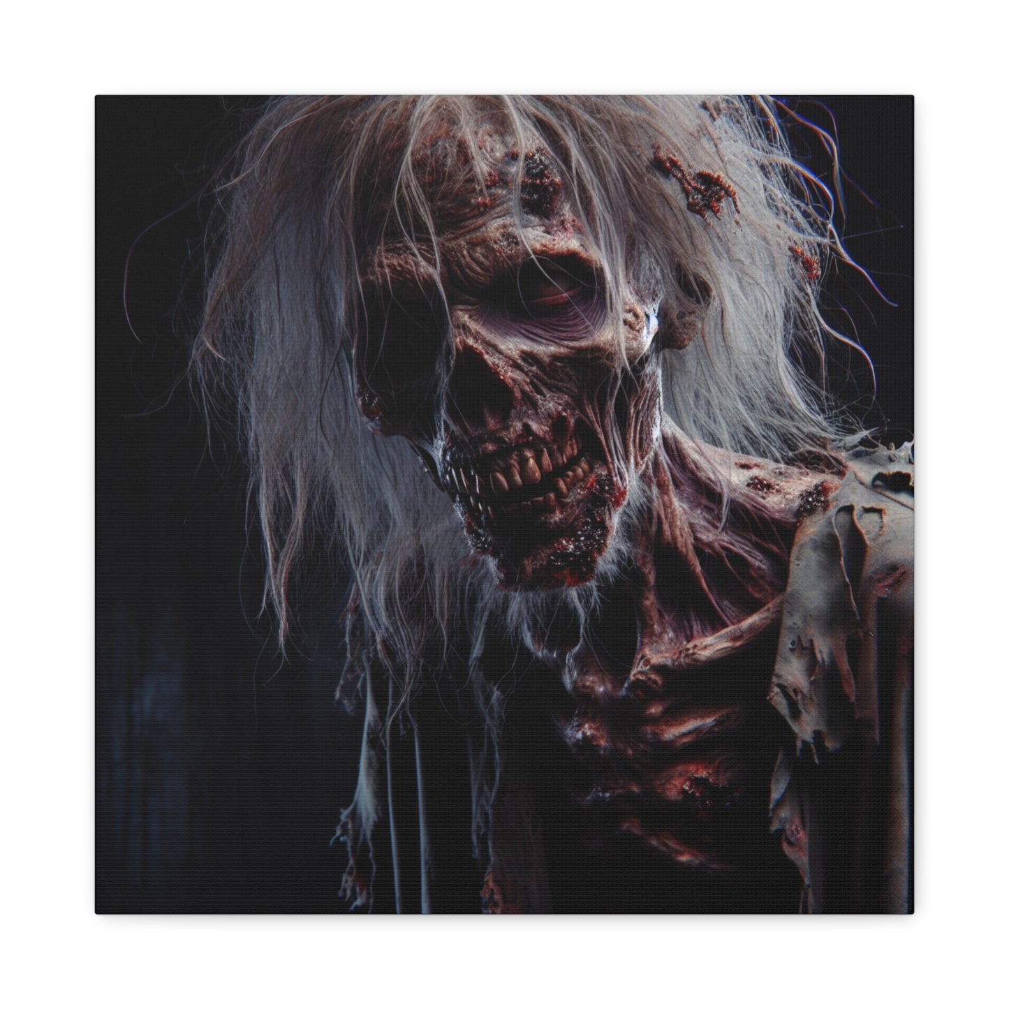 Creepy Zombie Wall Art Canvas - 12" Horror Decor