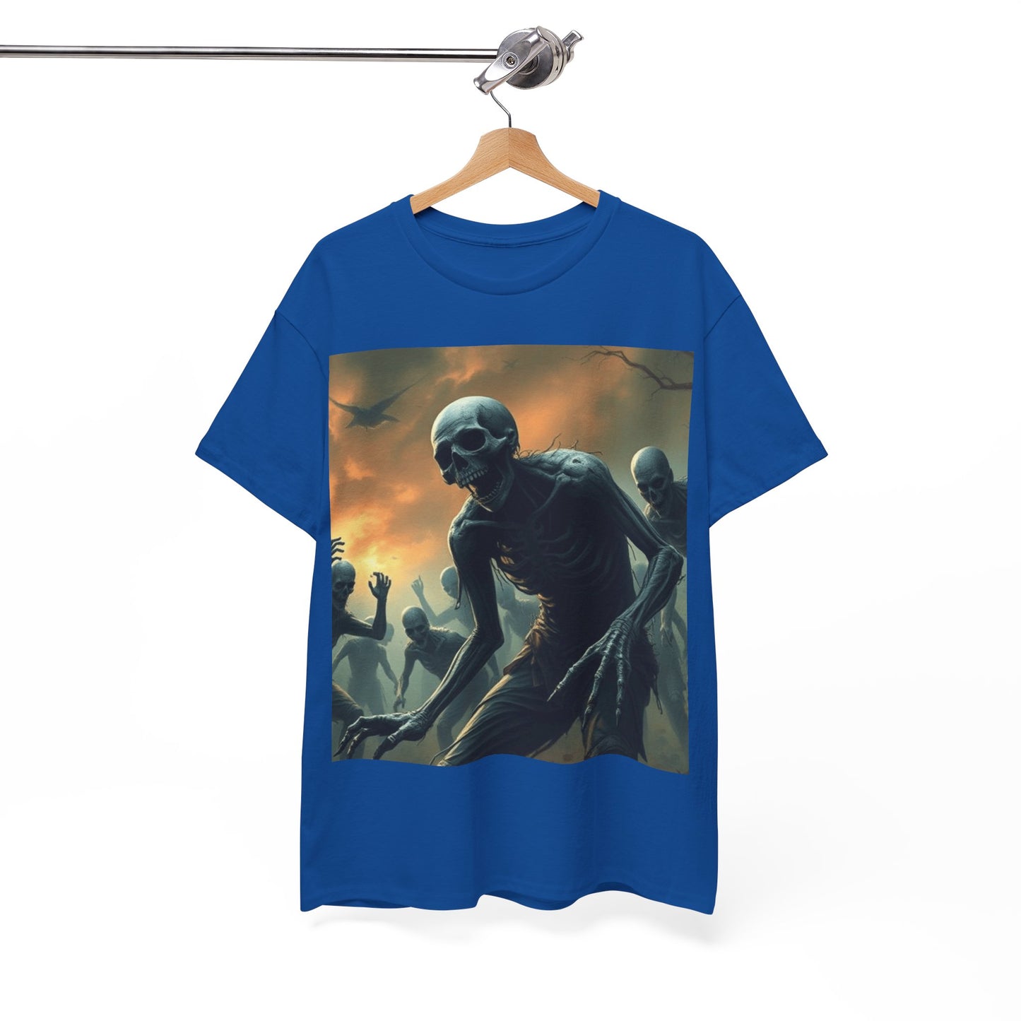 UK - Unisex Heavy Cotton Tee - Eerie Skeleton Design for Halloween Enthusiasts