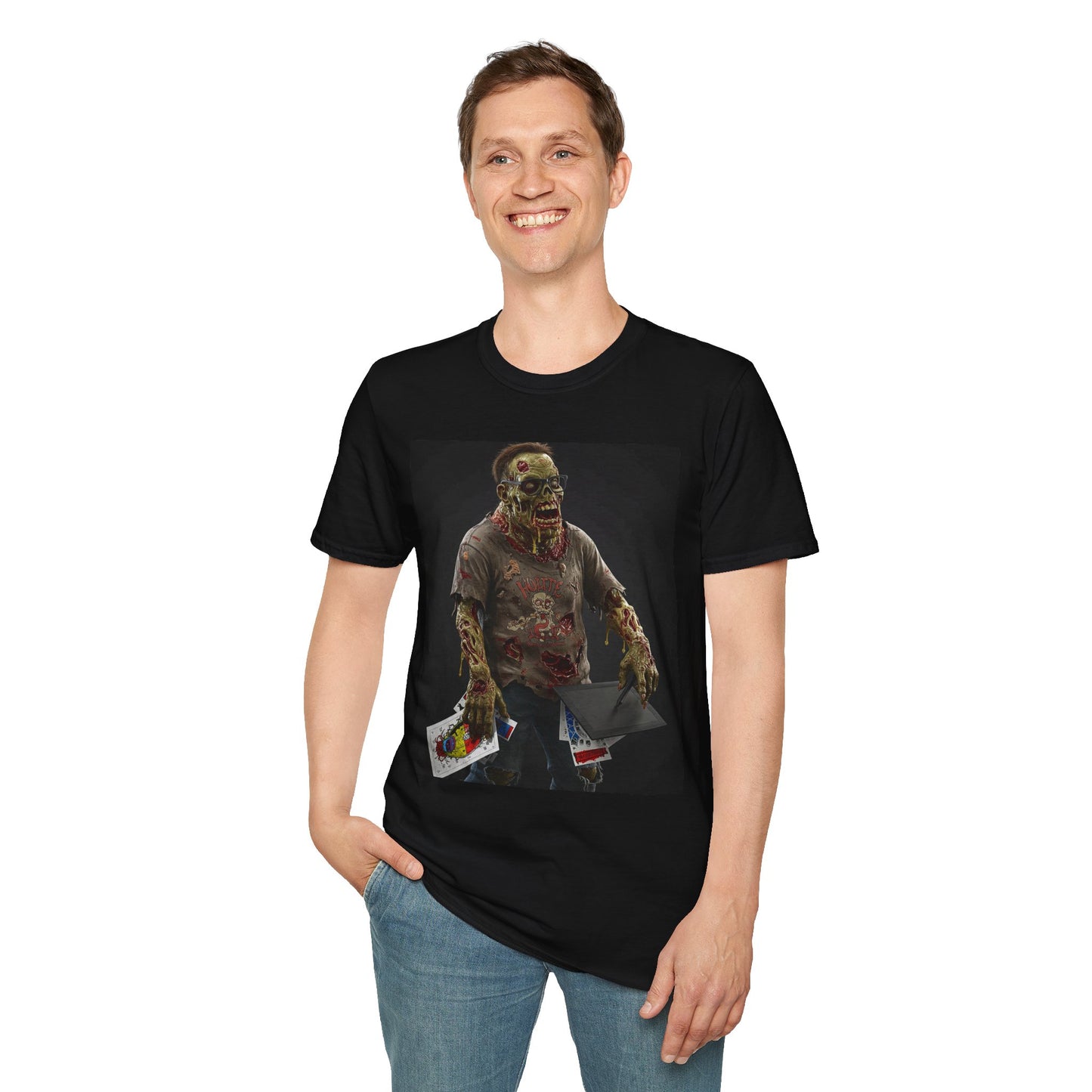 Zombie Graphic Unisex Softstyle T-Shirt - Perfect for Halloween and Casual Wear