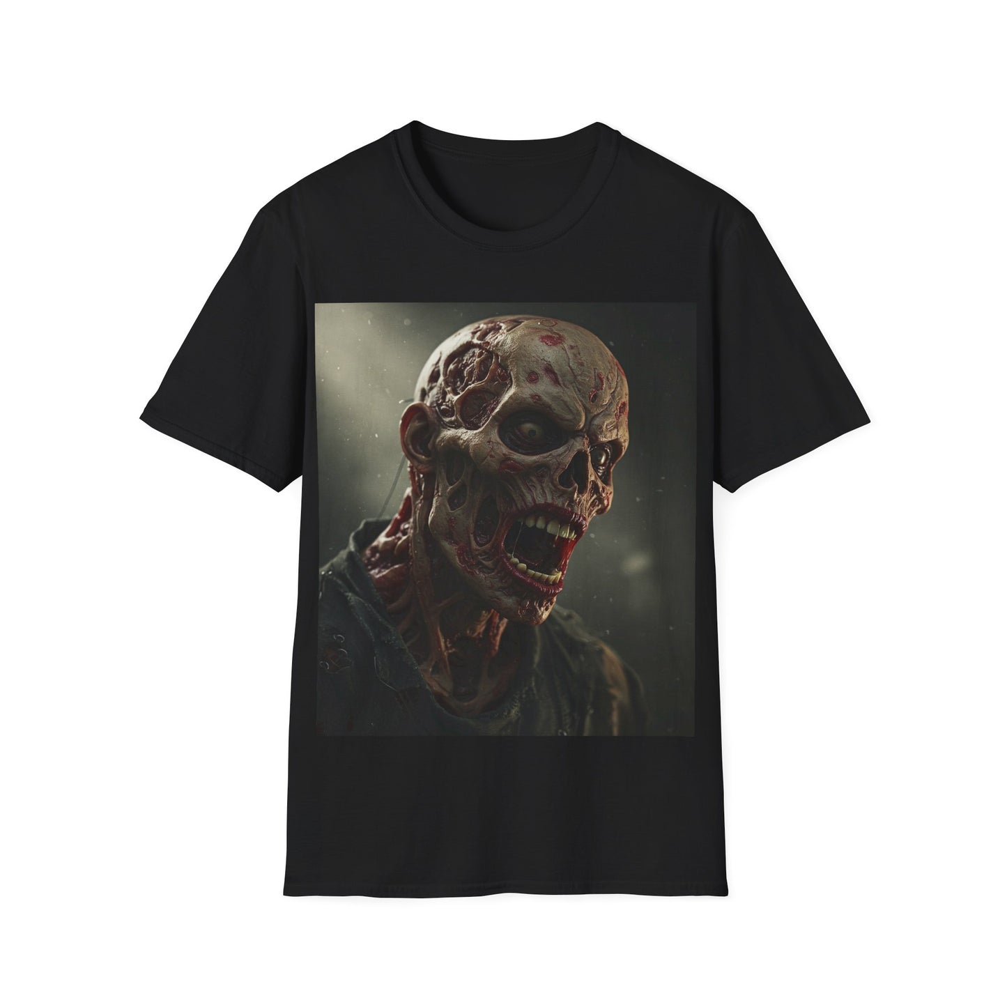 UK - Horror-Themed Unisex Softstyle T-Shirt with Zombie Design