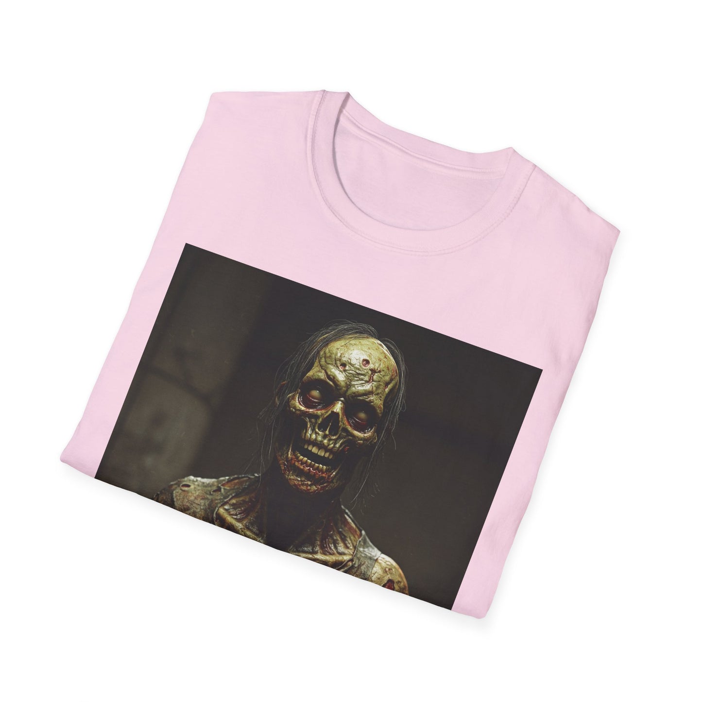 Creepy Horror-Themed Unisex Softstyle T-Shirt for Halloween
