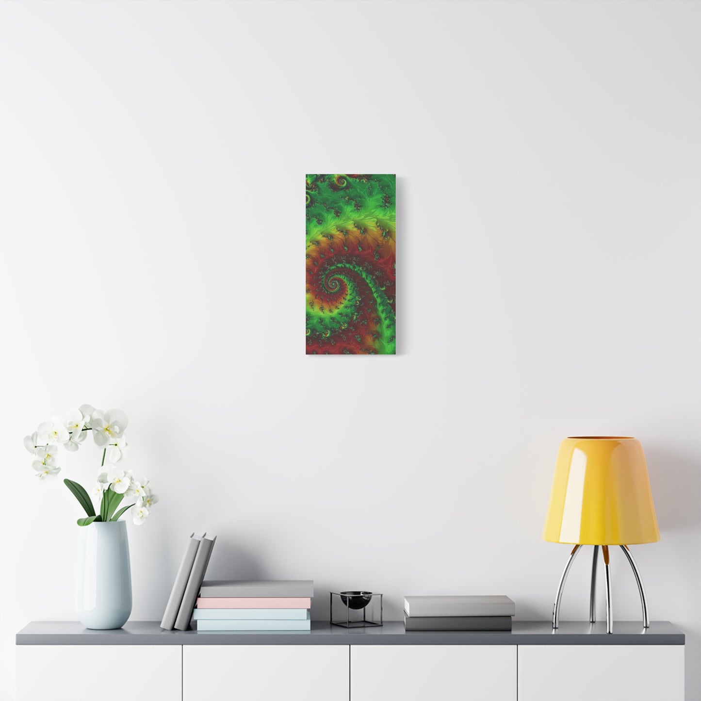 Vibrant Fractal Art Canvas - Green and Red Abstract Wall Decor