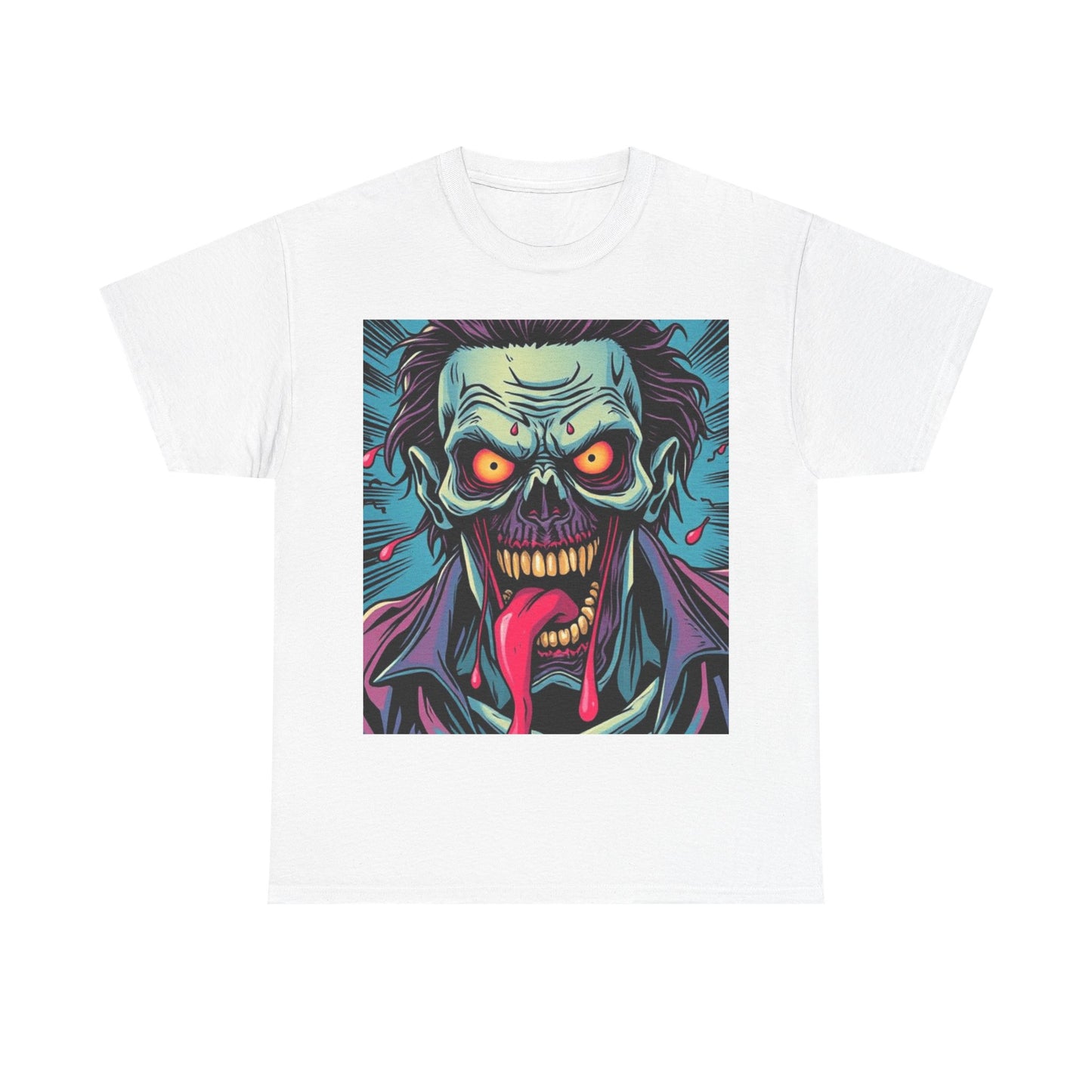 UK - Unisex Heavy Cotton Tee - Vibrant Zombie Graphic Tee