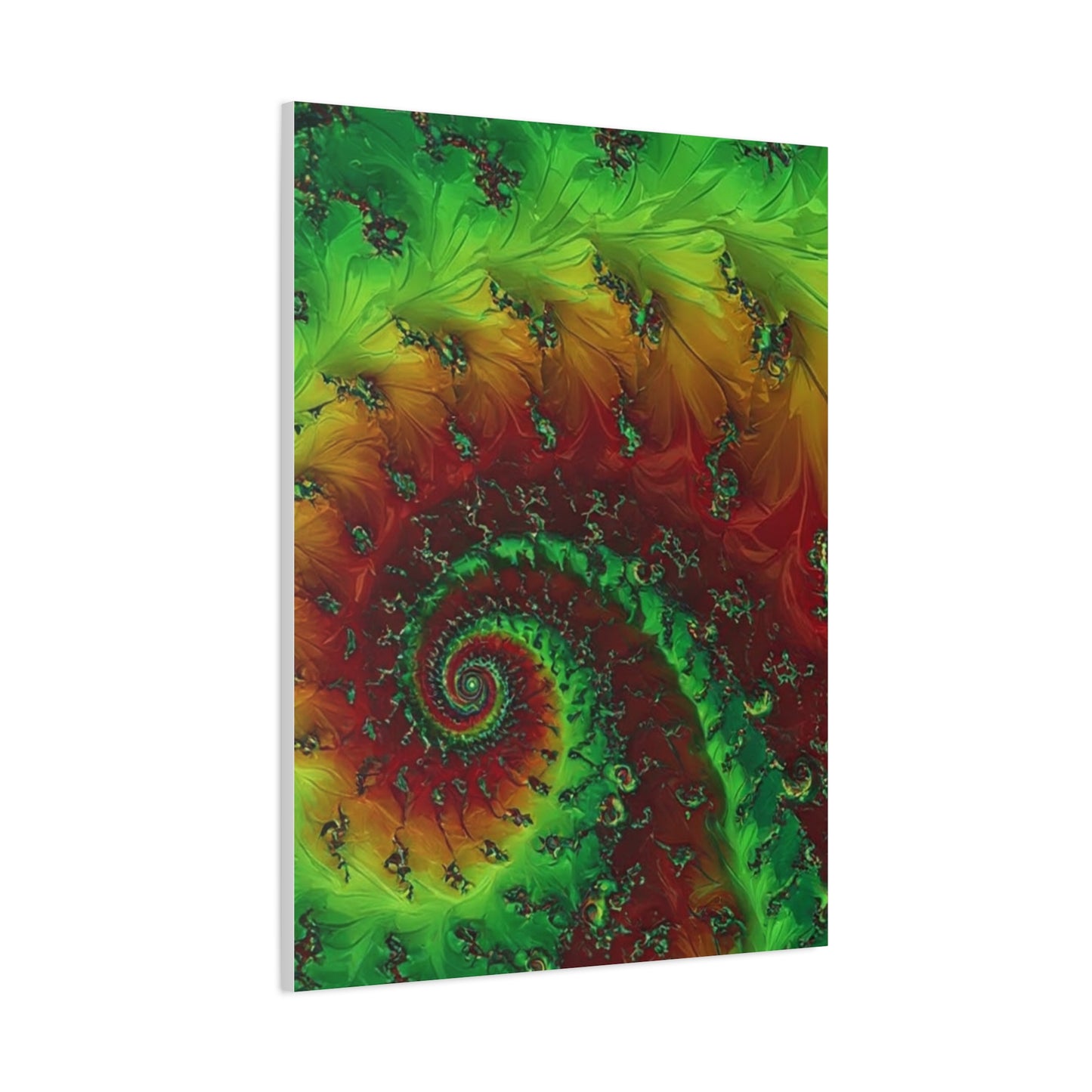 Vibrant Fractal Art Canvas - Green and Red Abstract Wall Decor