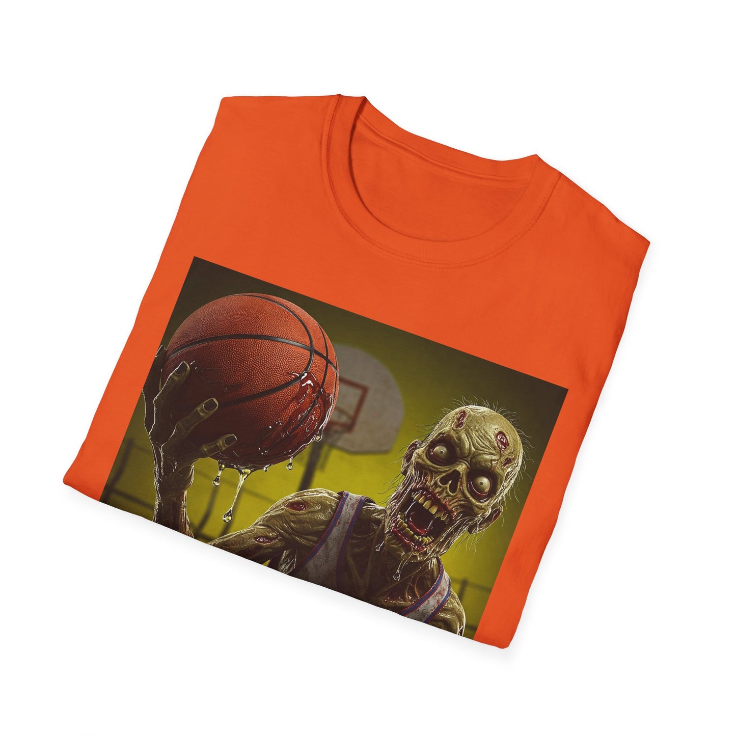 Zombie Basketball Apocalyptic Portrait Tee, bold, decaying zombie graphic